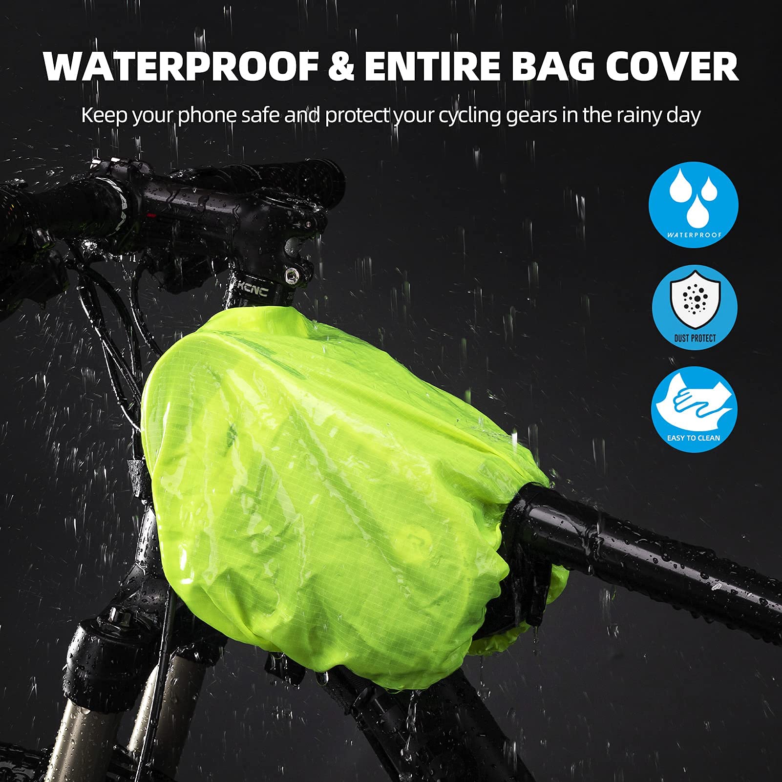 ROCKBROS Bike Frame Bag with 360° Rotation Phone Holder with Rain Cover