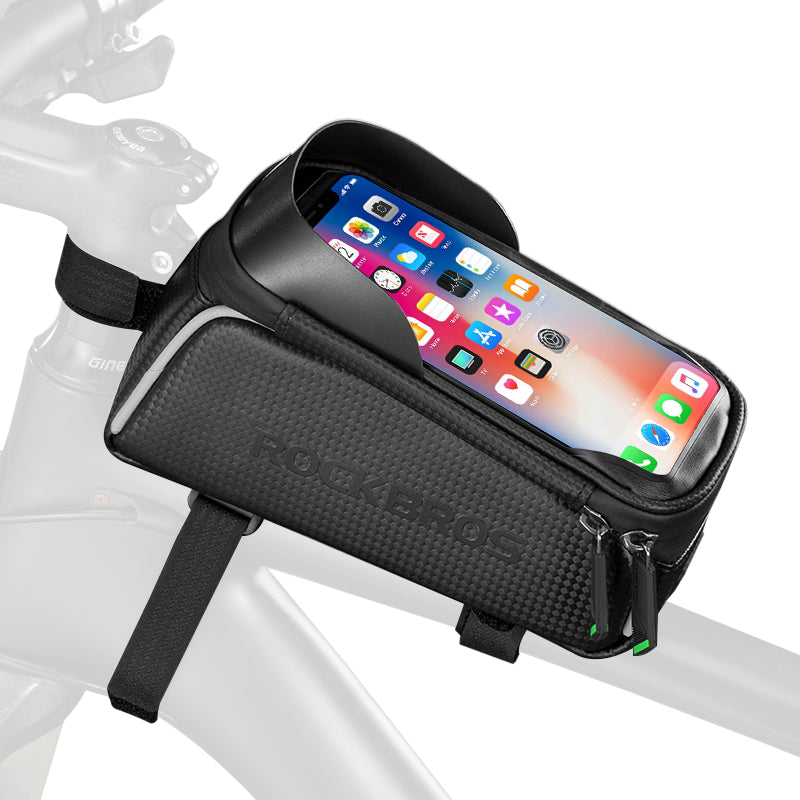 ROCKBROS Bike Frame Bag with Phone Holder Waterproof Touch Screen Pouch