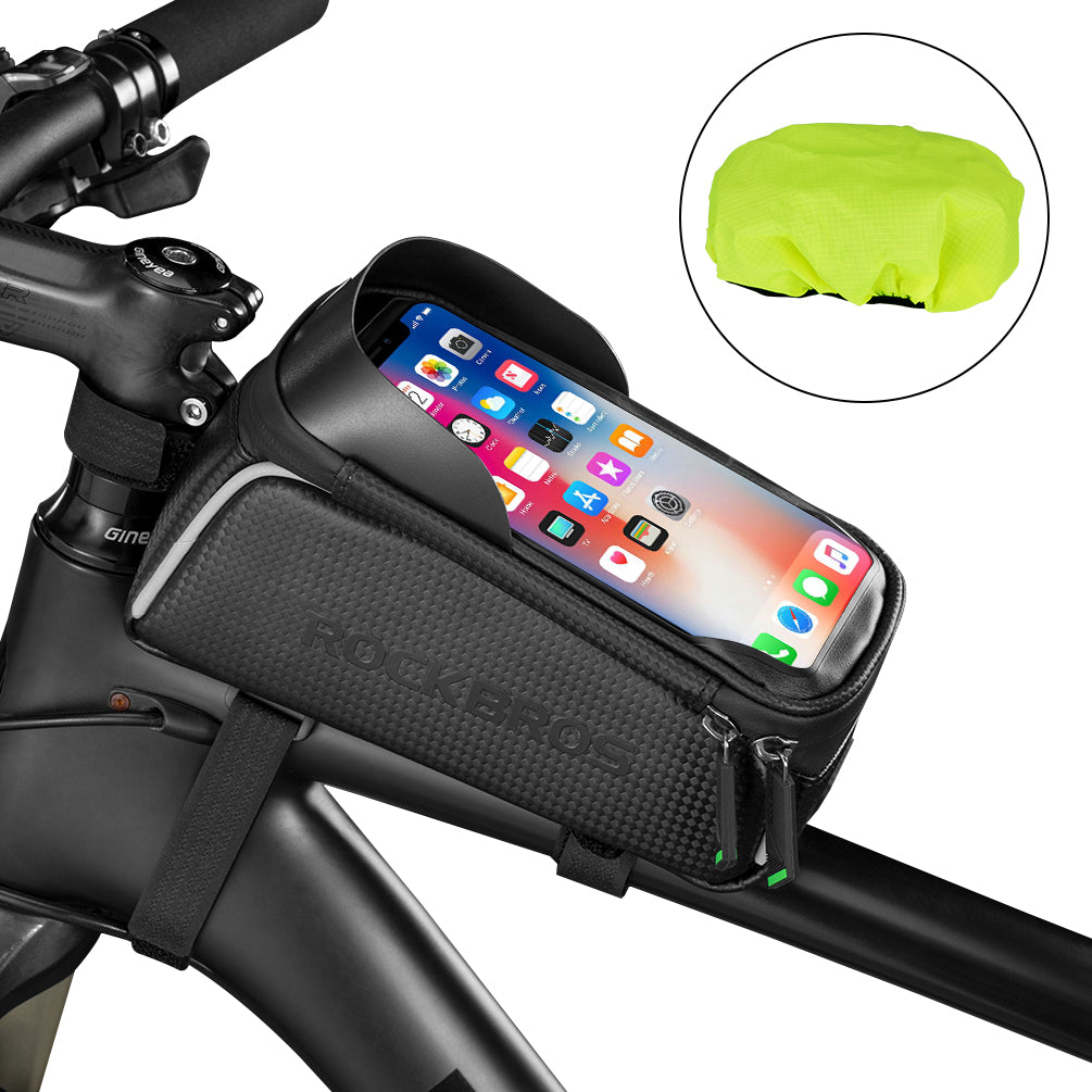 ROCKBROS Bike Frame Bag with Phone Holder Waterproof Touch Screen Pouch