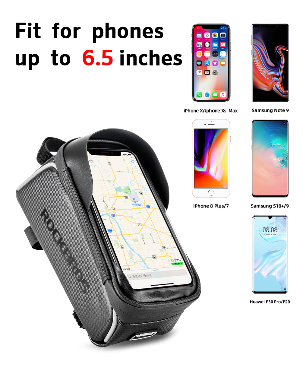 ROCKBROS Bike Frame Bag with Phone Holder Waterproof Touch Screen Pouch