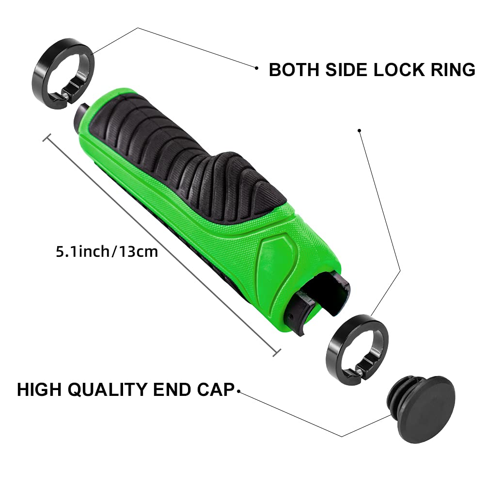 ROCKBROS Bike Grips Mountain Bike Handlebar Double Lock Rubber #Color_Green