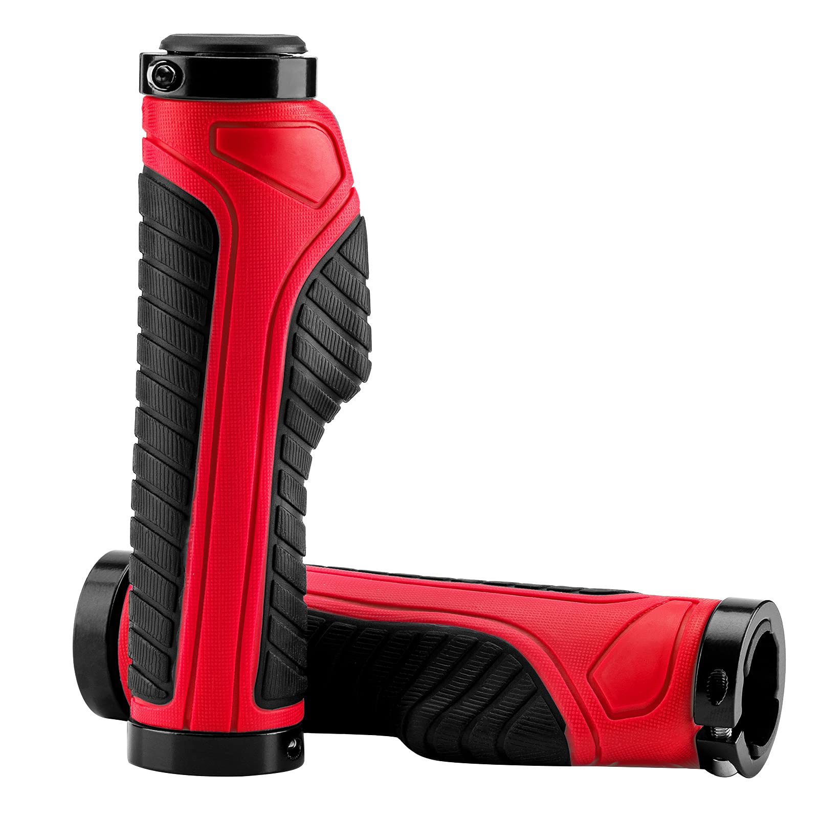 ROCKBROS Bike Grips Mountain Bike Handlebar Double Lock Rubber #Color_Red