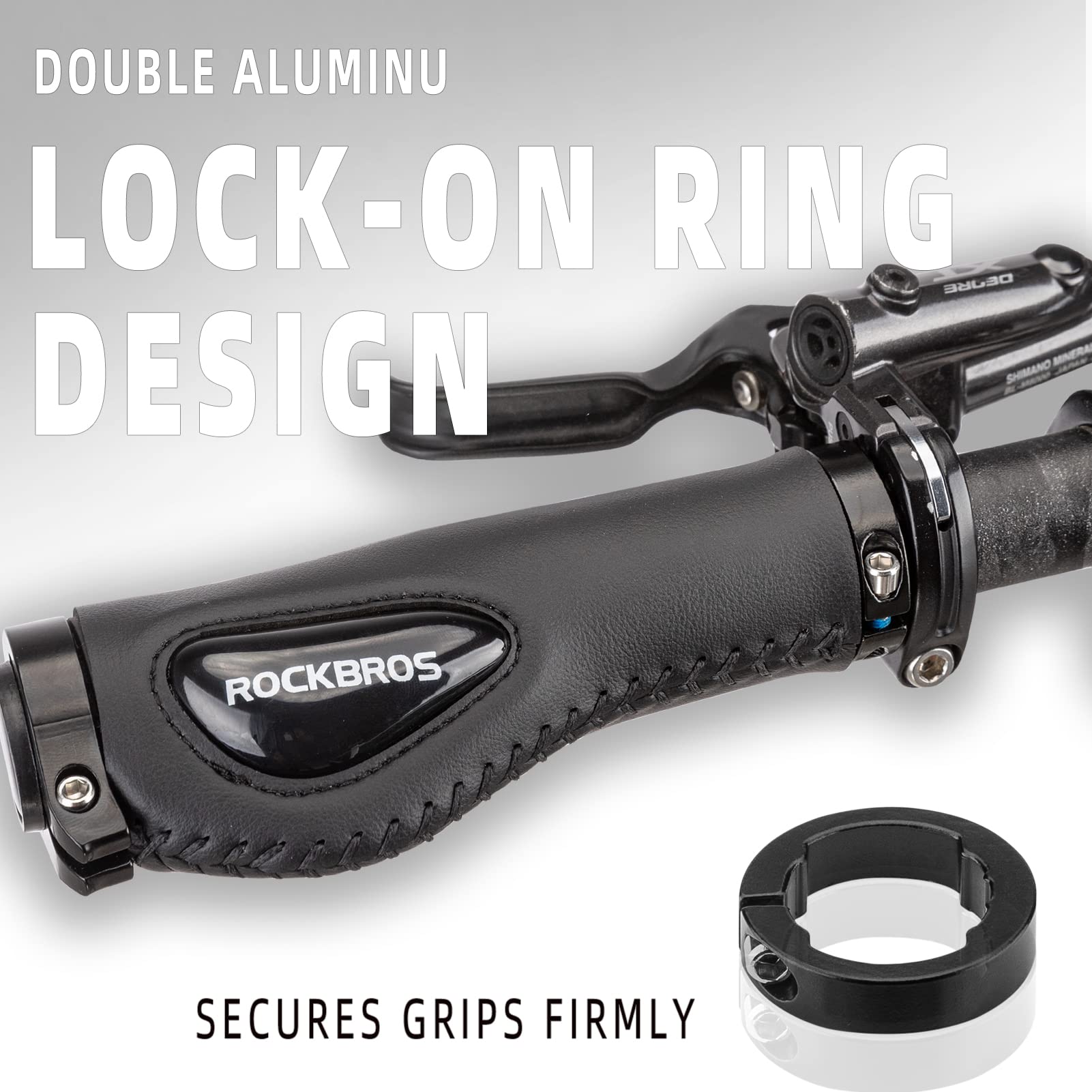 ROCKBROS Bike Handle Grips Ergonomics Design Soft Gel Lock-On Grips #Color_Black