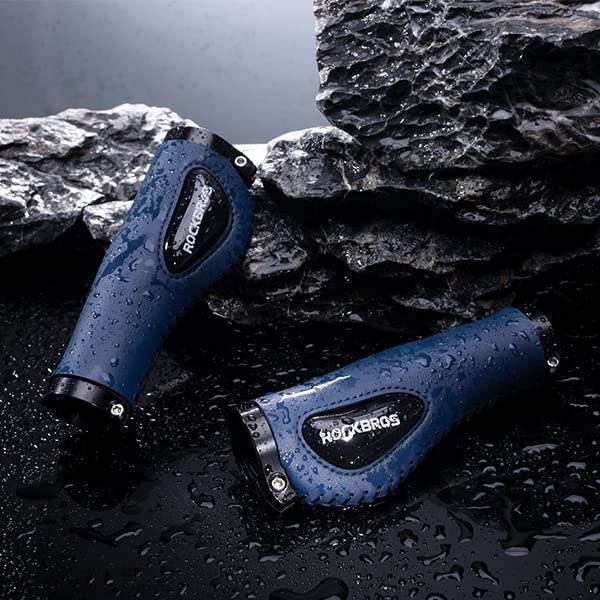 ROCKBROS Bike Handle Grips Ergonomics Design Soft Gel Lock-On Grips #Color_Blue