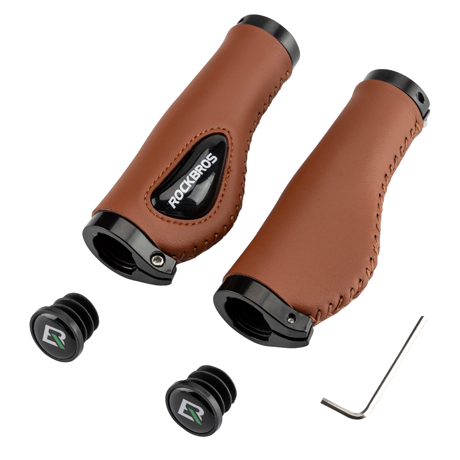 ROCKBROS Bike Handle Grips Ergonomics Design Soft Gel Lock-On Grips #Color_Brown