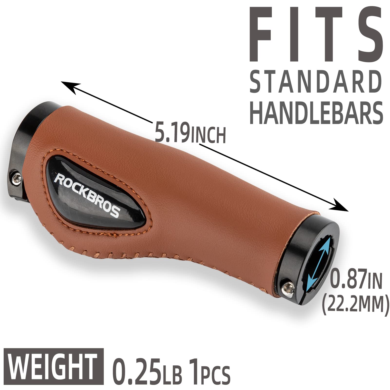 ROCKBROS Bike Handle Grips Ergonomics Design Soft Gel Lock-On Grips #Color_Brown