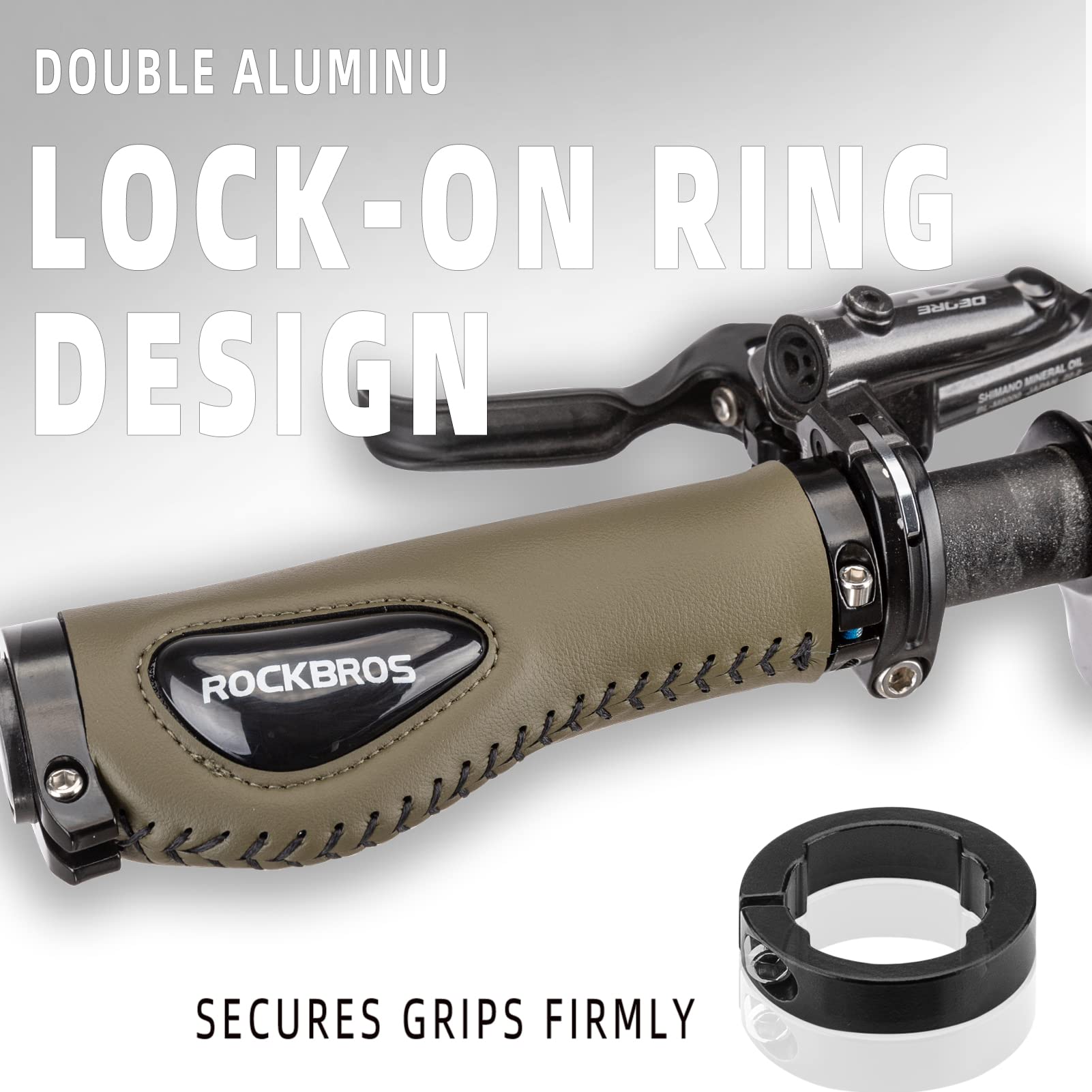 ROCKBROS Bike Handle Grips Ergonomics Design Soft Gel Lock-On Grips #Color_Green