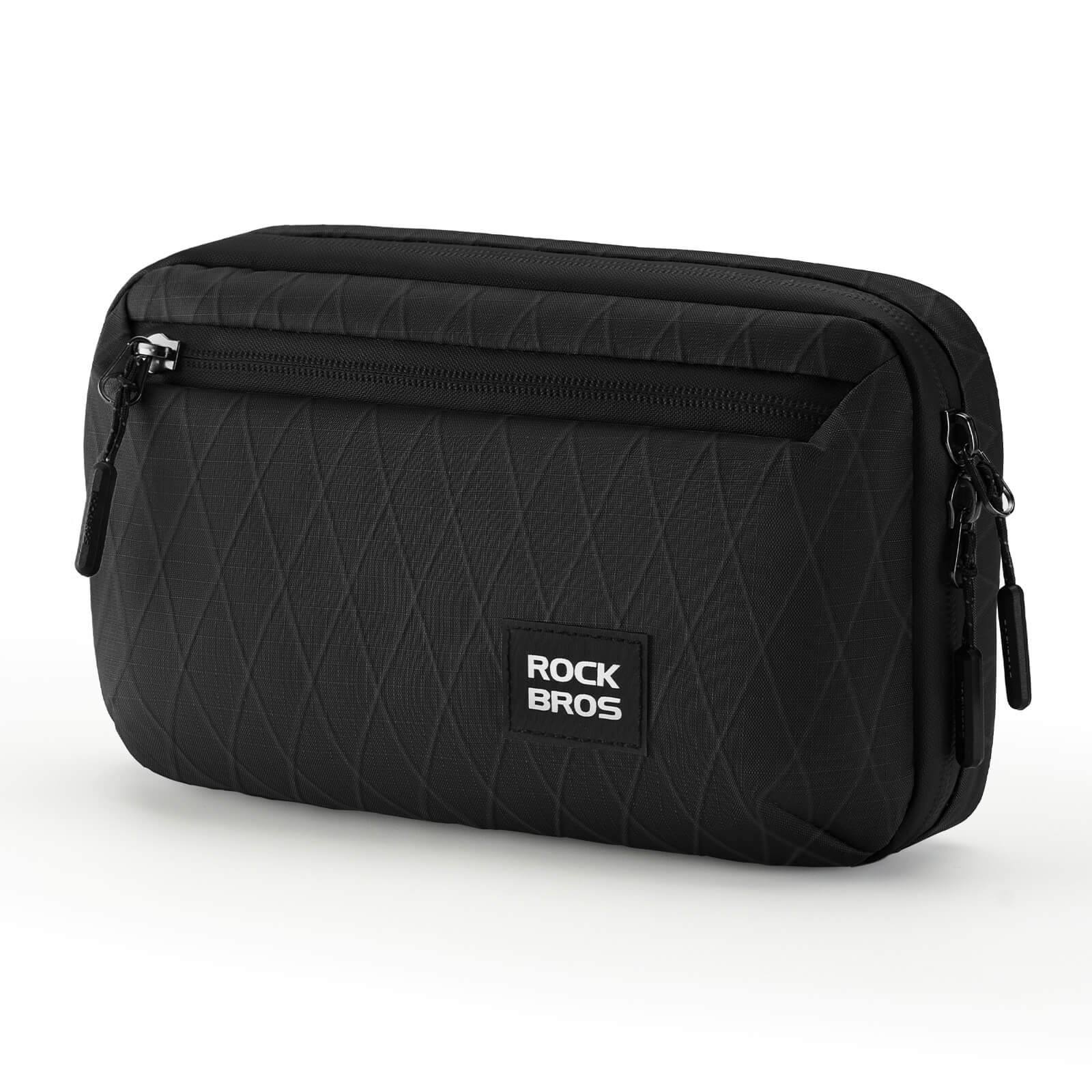 ROCKBROS bike handlebar bag, versatile crossbody bag, 2.1L capacity, durable and practical for cycling. #Color_Black