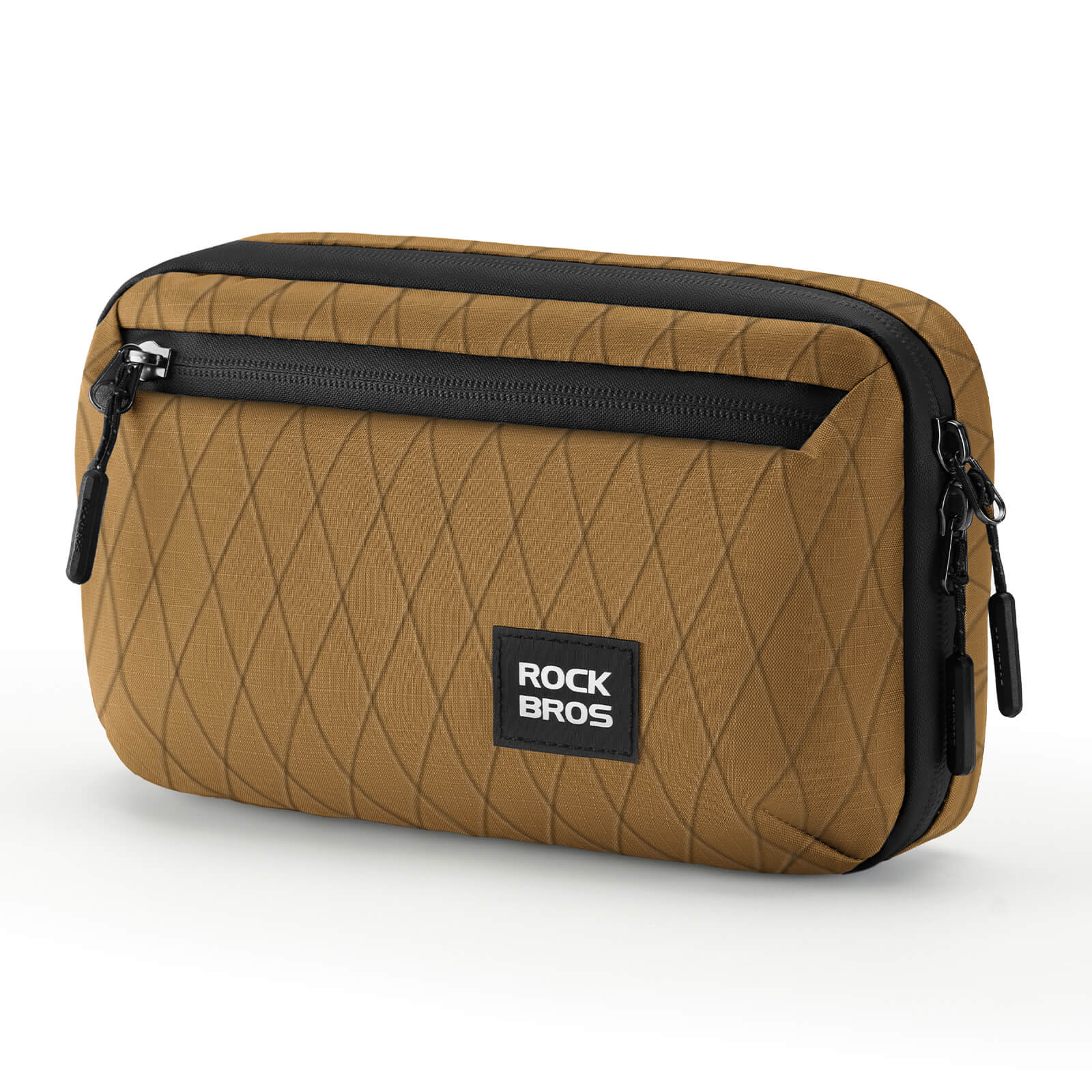 ROCKBROS bike handlebar bag, versatile crossbody bag, 2.1L capacity, durable and practical for cycling. #Color_Brown