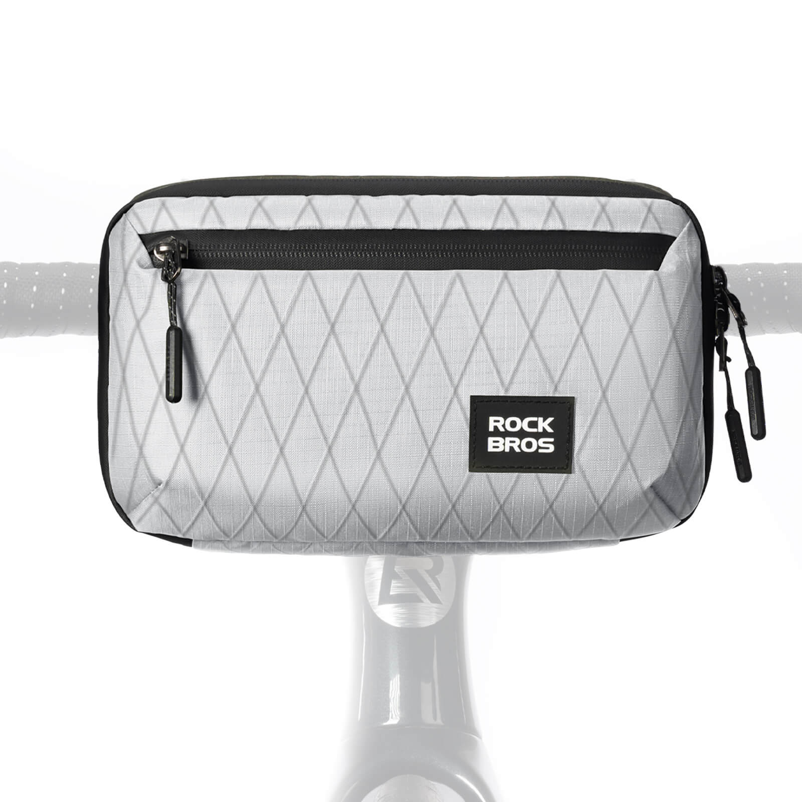 ROCKBROS bike handlebar bag, versatile crossbody bag, 2.1L capacity, durable and practical for cycling. #Color_White