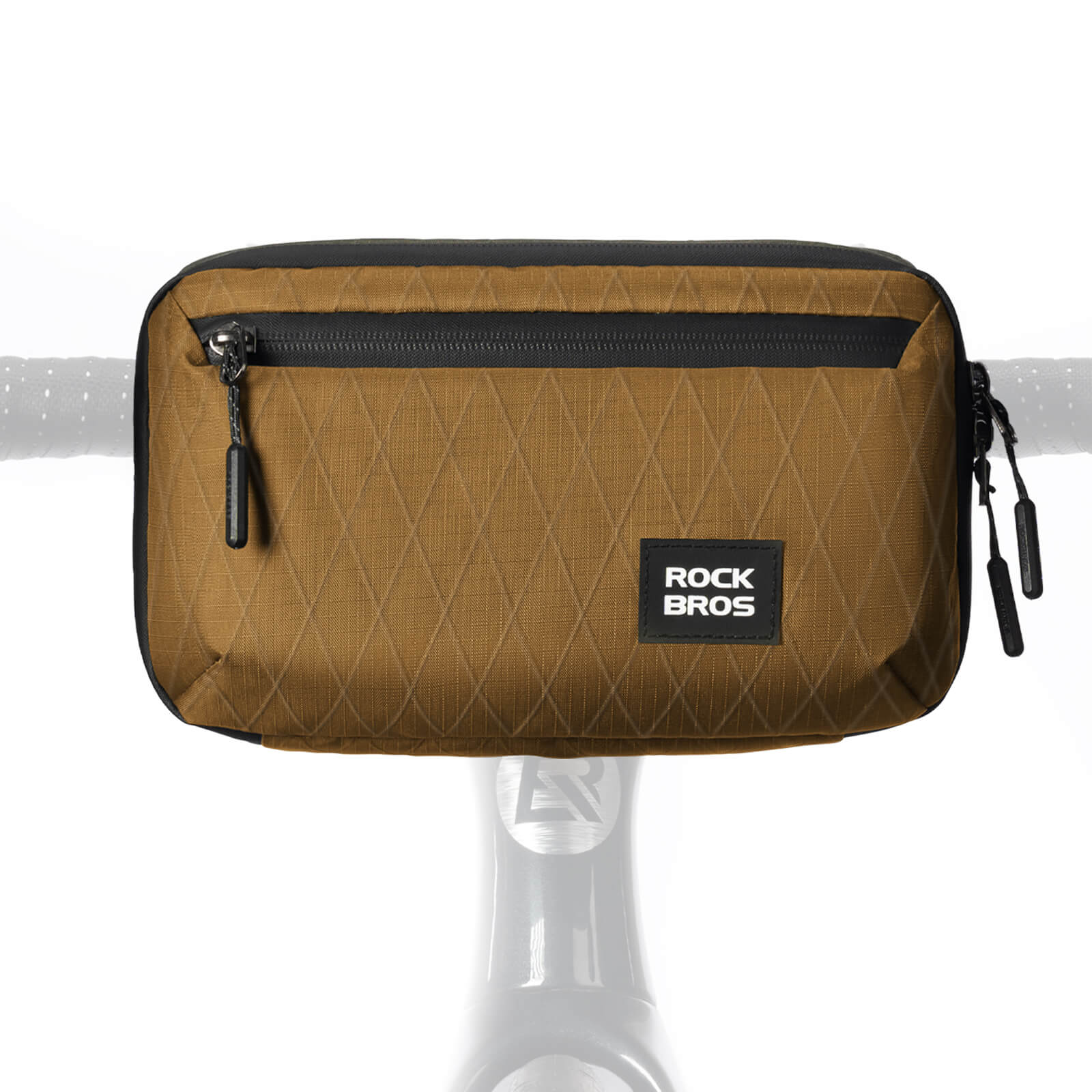 ROCKBROS bike handlebar bag, versatile crossbody bag, 2.1L capacity, durable and practical for cycling. #Color_Brown