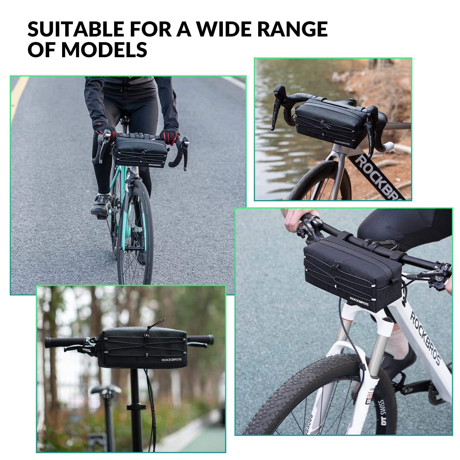 ROCKBROS Bike Handlebar Bag with Detachable Shoulder Strap 2L