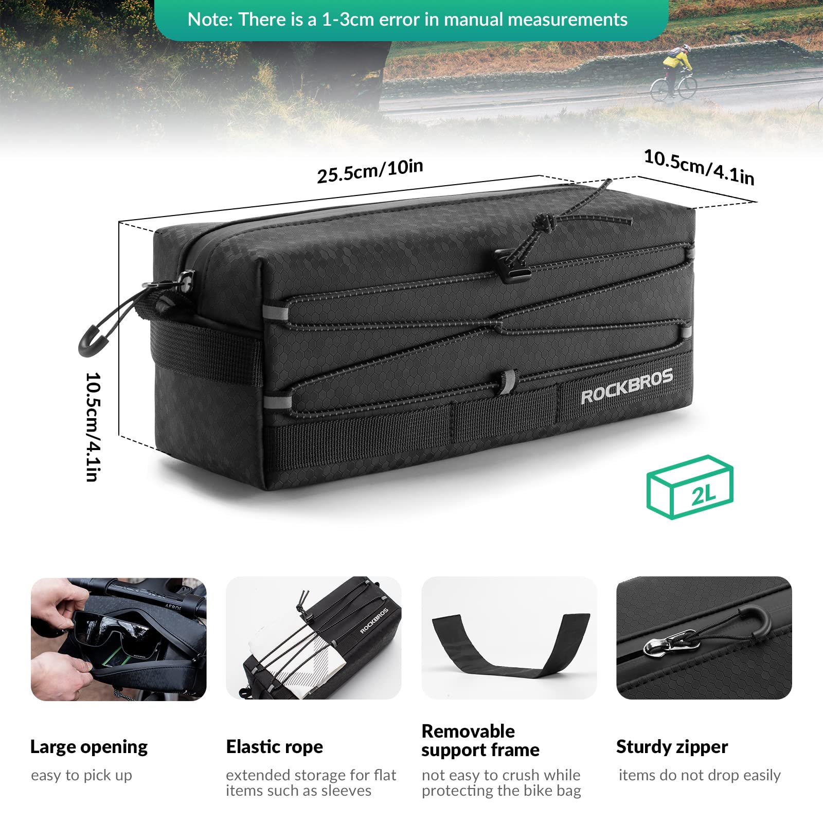 ROCKBROS Bike Handlebar Bag with Detachable Shoulder Strap 2L