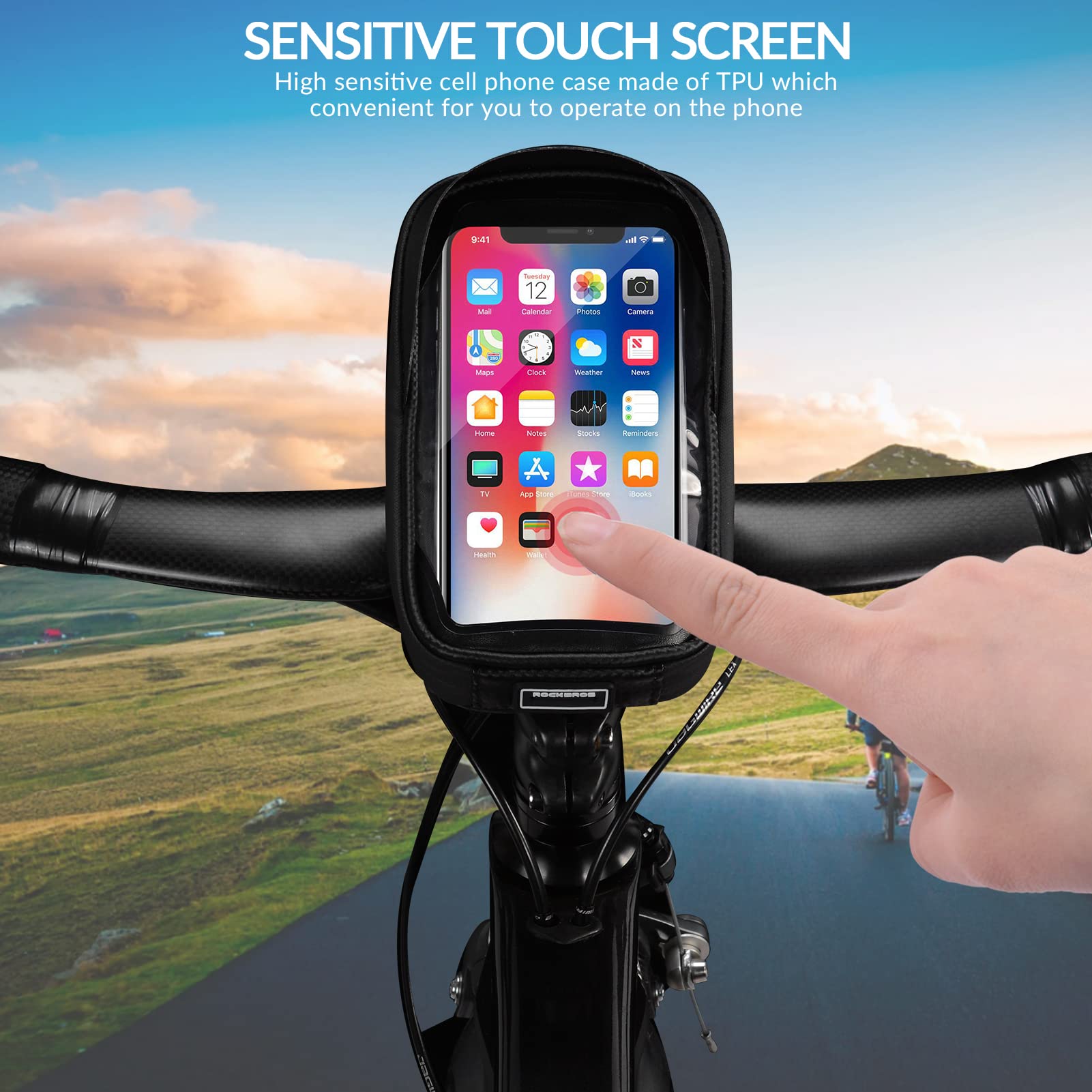 ROCKBROS Bike Handlebar Bags Waterproof Touch Screen Pouch Case Holder