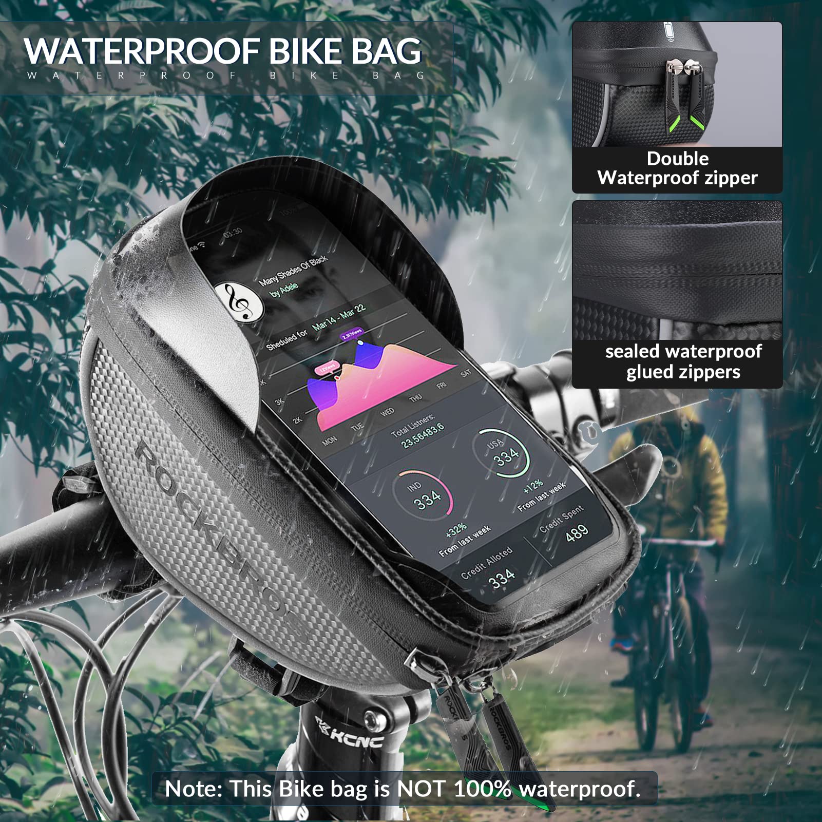 ROCKBROS Bike Handlebar Bags Waterproof Touch Screen Pouch Case Holder