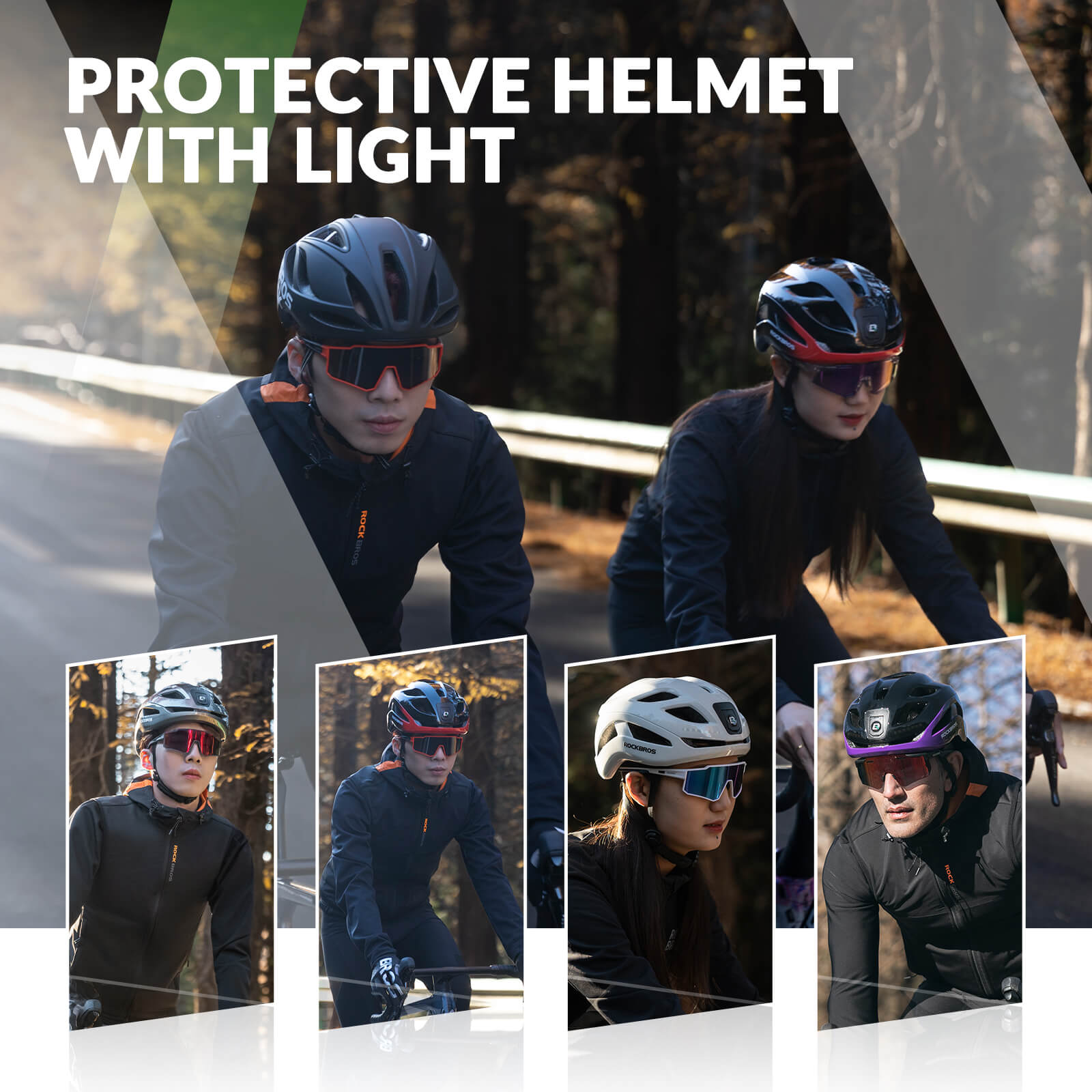 ROCKBROS bike helmet with light, USB rechargeable, adjustable, in black and purple, ideal for safe cycling #Color_Black Purple