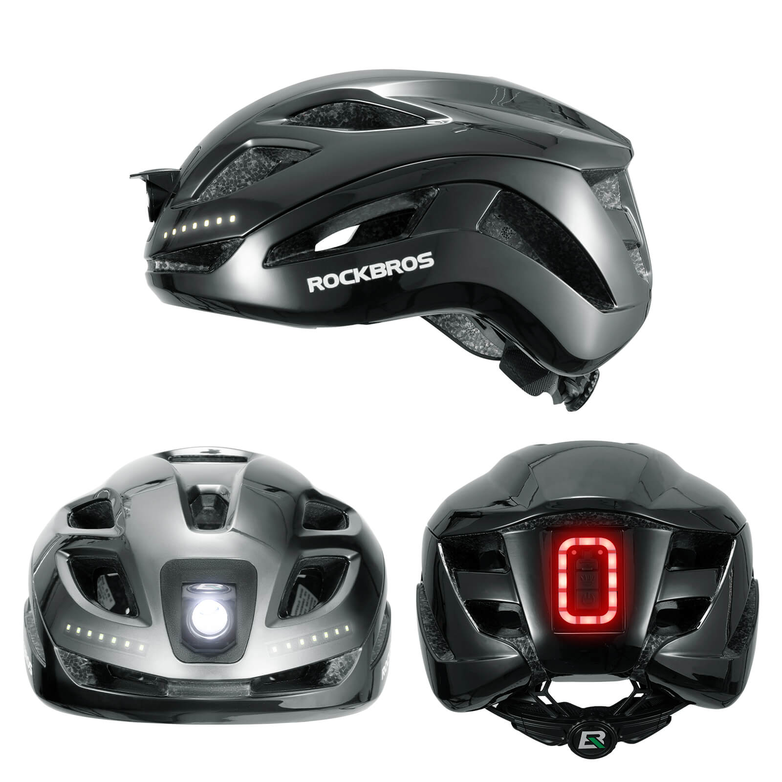 ROCKBROS bike helmet with light, USB rechargeable, adjustable, in titanium, ideal for safe cycling #Color_Titanium