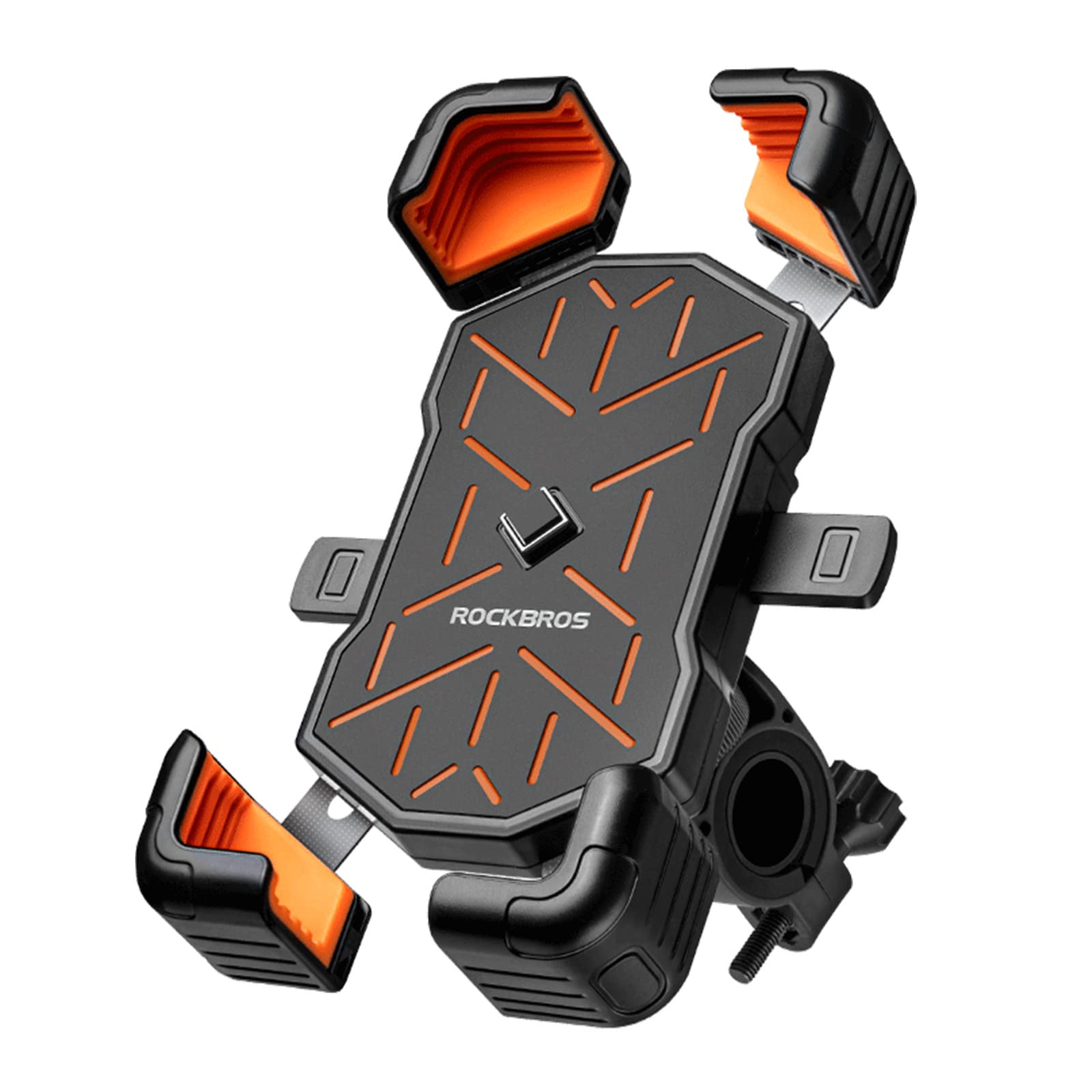 ROCKBROS Bike Mobile Phone Holder 360° Rotatable #Color_Black Orange