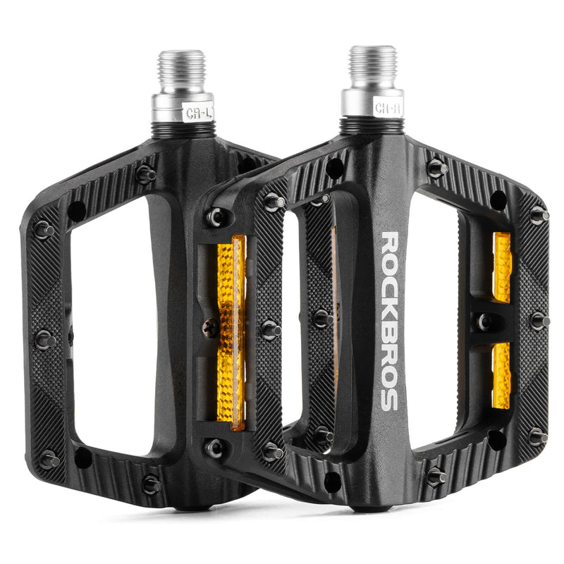 ROCKBROS BP2501 9/16 inch aluminium alloy bike pedals with anti-slip surface, durable and lightweight design.#Color_Black