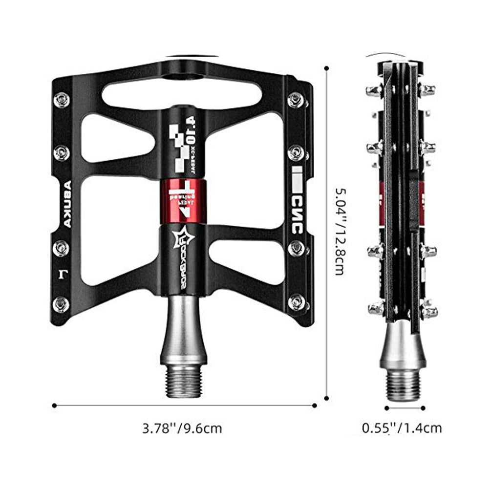 ROCKBROS Bike Pedals Aluminum Alloy Flat Pedals Wide Platform Non-Slip #Color_Black