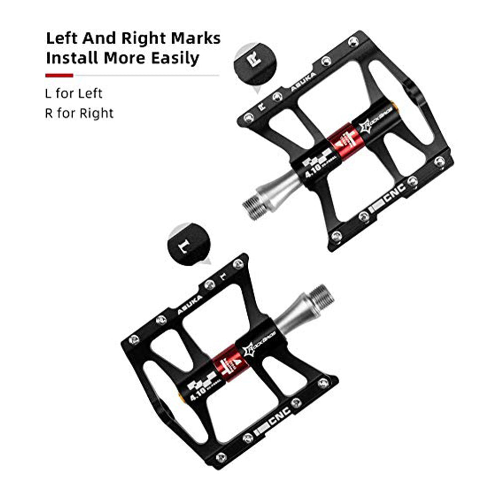 ROCKBROS Bike Pedals Aluminum Alloy Flat Pedals Wide Platform Non-Slip #Color_Black