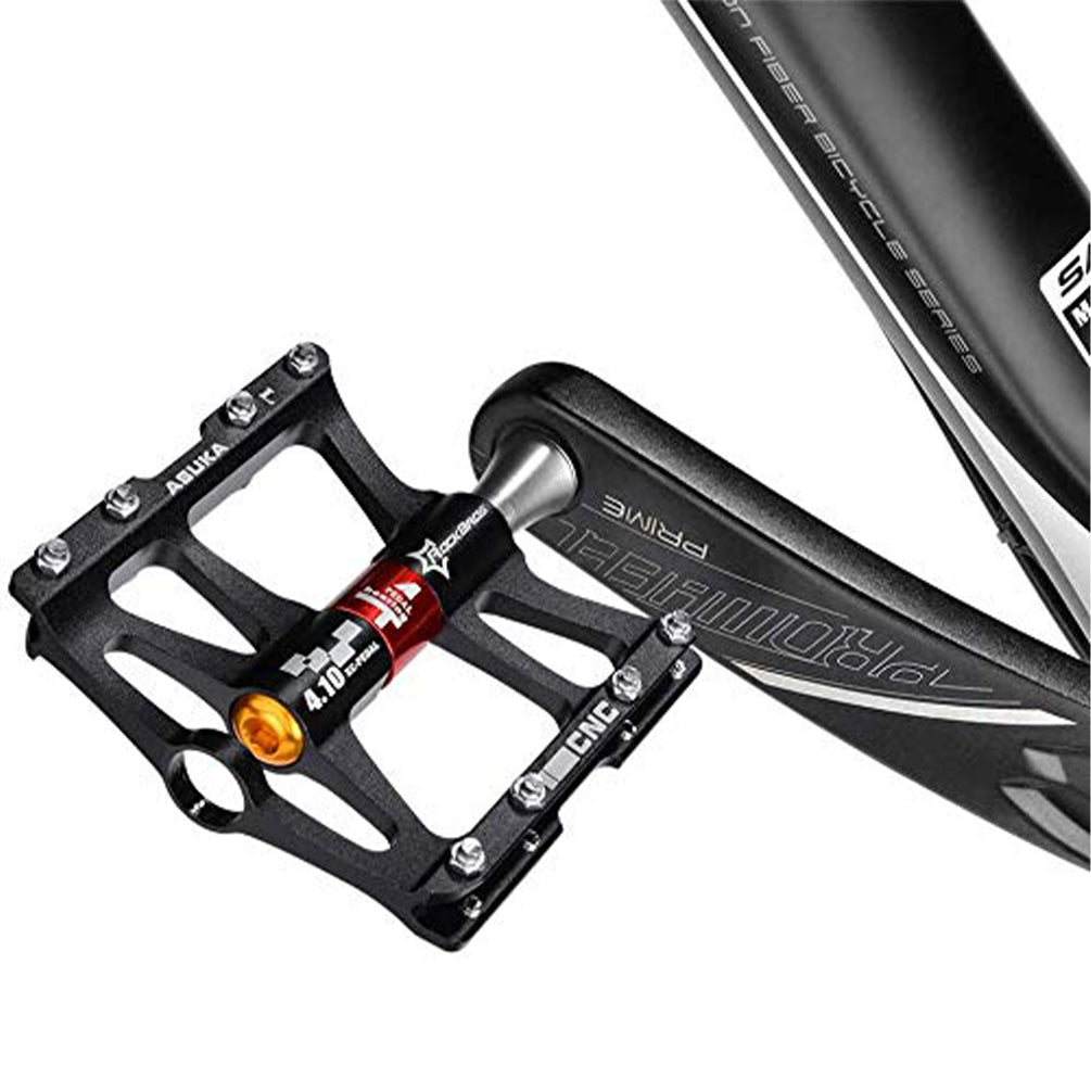 ROCKBROS Bike Pedals Aluminum Alloy Flat Pedals Wide Platform Non-Slip #Color_Black