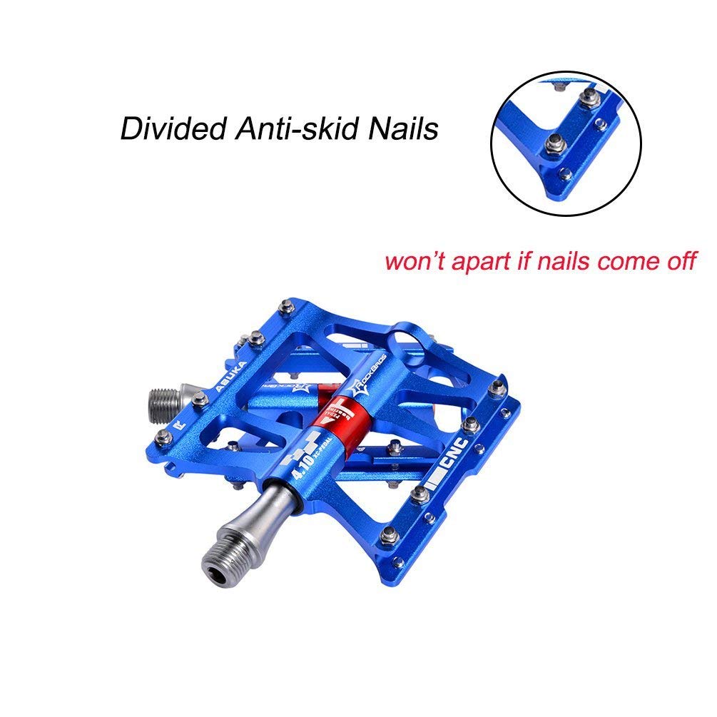 ROCKBROS Bike Pedals Aluminum Alloy Flat Pedals Wide Platform Non-Slip #Color_Blue