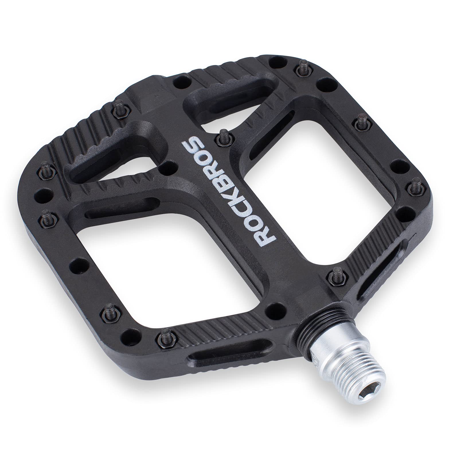 ROCKBROS Bike Pedals Nylon Fiber 9/16" Cycling Wide Platform Flat #Color_Black 1