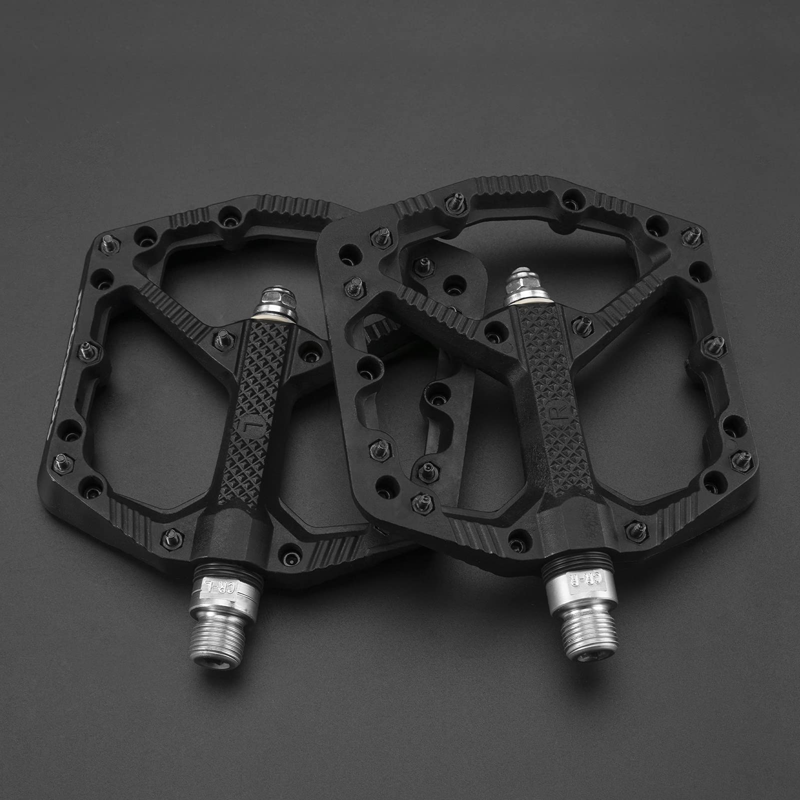 ROCKBROS Bike Pedals Nylon MTB Pedals Non-Slip Wear-Resistant (Pair) #Color_Black