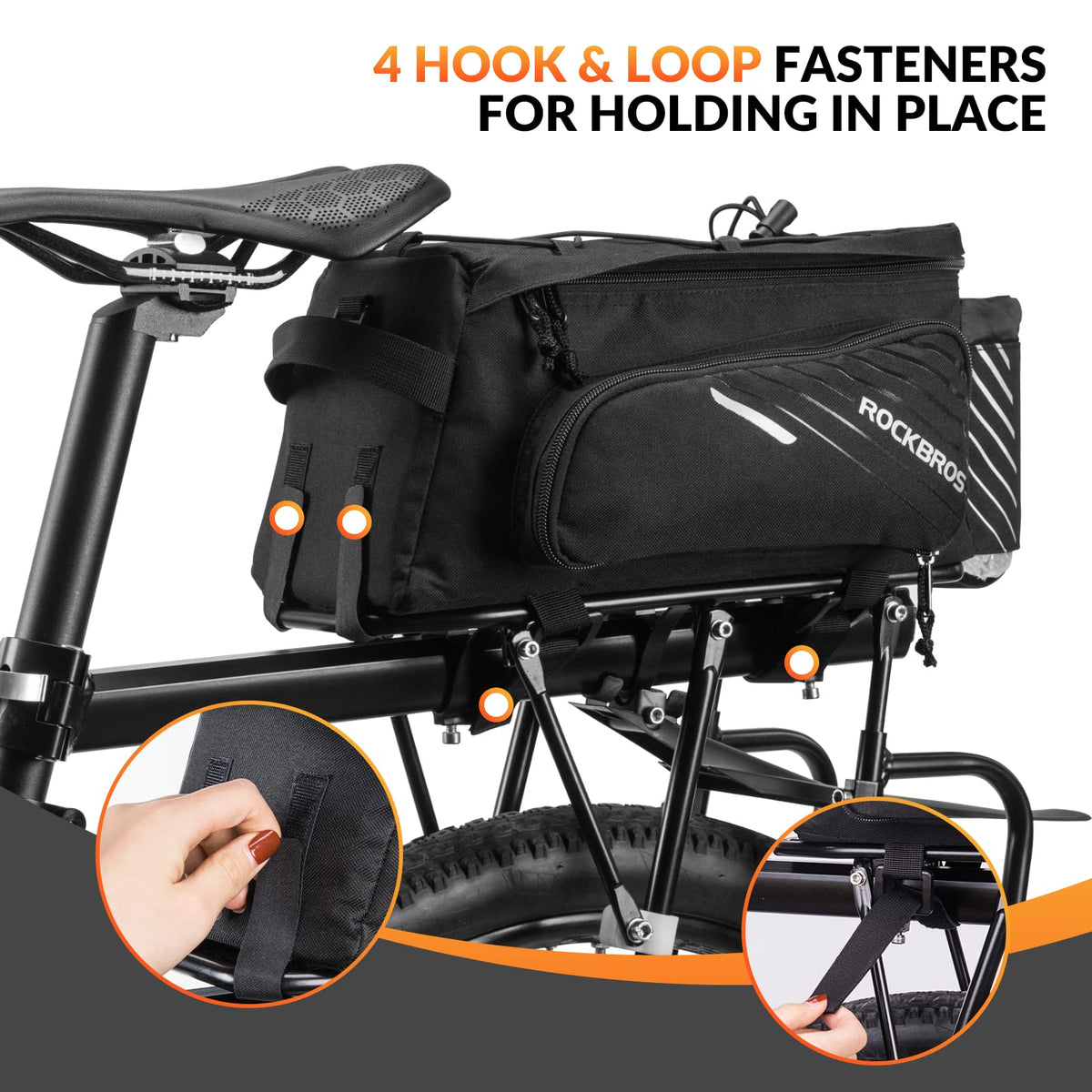 Buy ROCKBROS Bike Rack Bag Bike Trunk Bag Bicycle Bags For Rear Rack 9L Water Resistant Back Seat Cycling Accessories Storage Pouch Bike Commuter Bag
