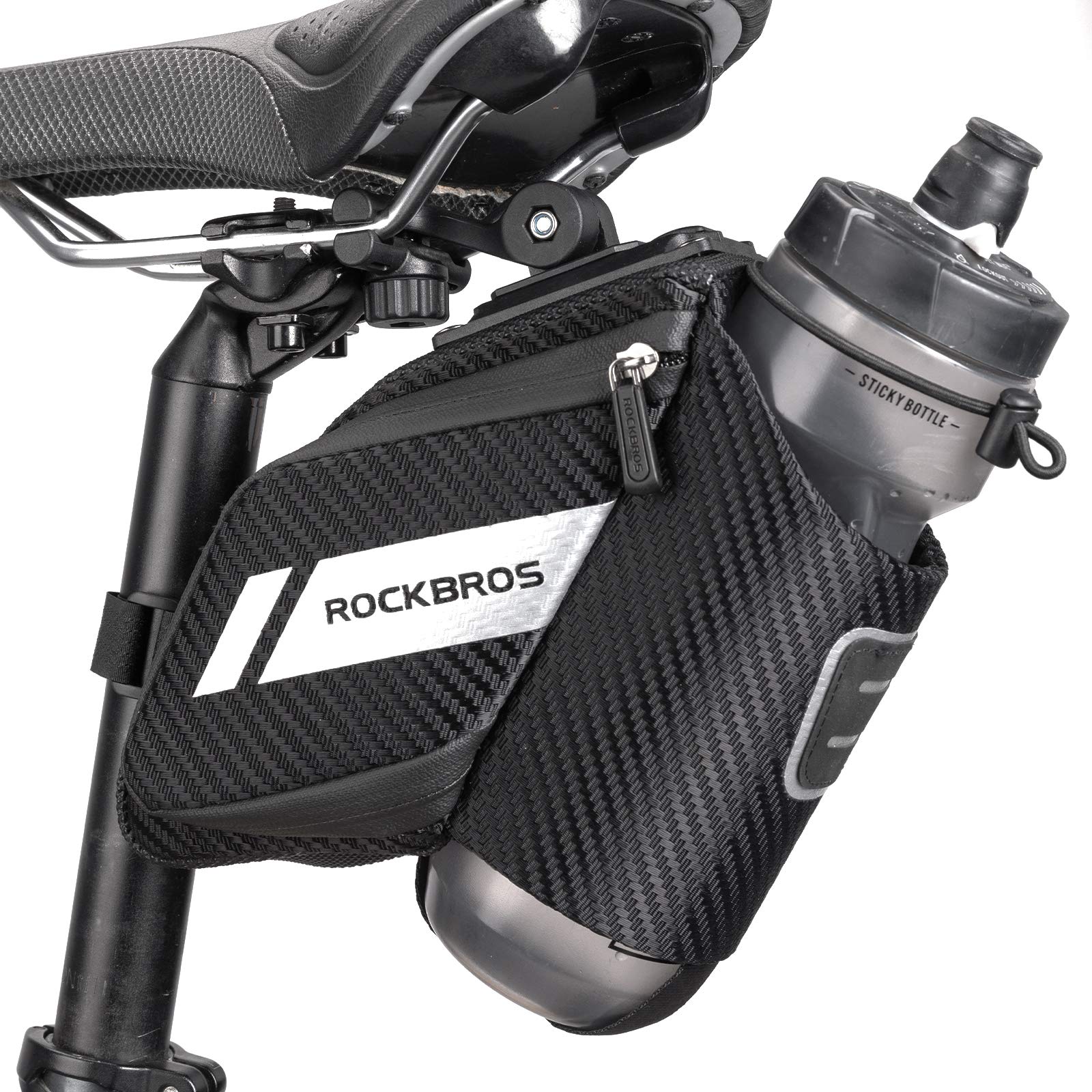 ROCKBROS Bike Saddle Bag Waterproof with Water Bottle Pocket Quick Release