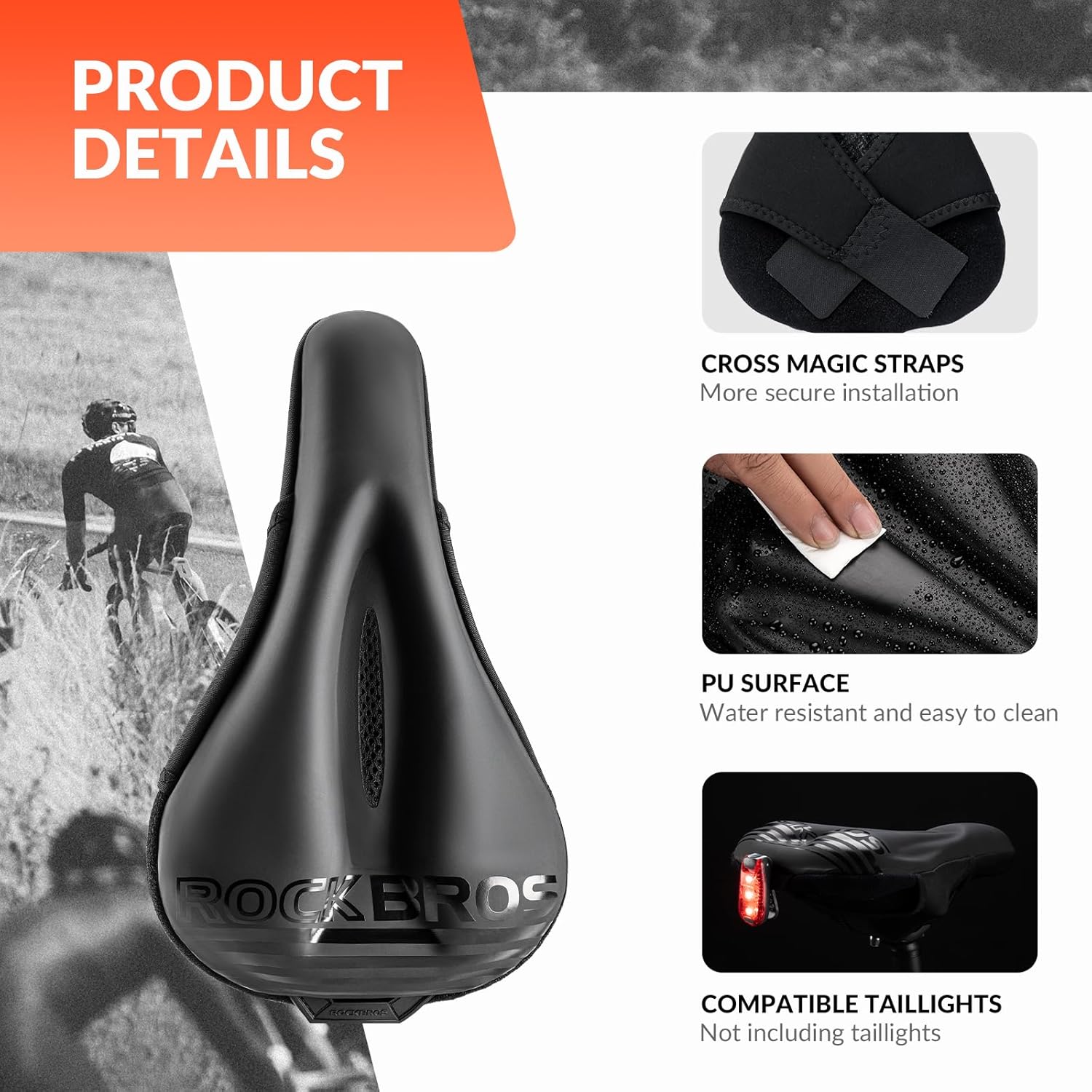 ROCKBROS Bike Saddle Cover Soft Saddle Protector with Gel Padded