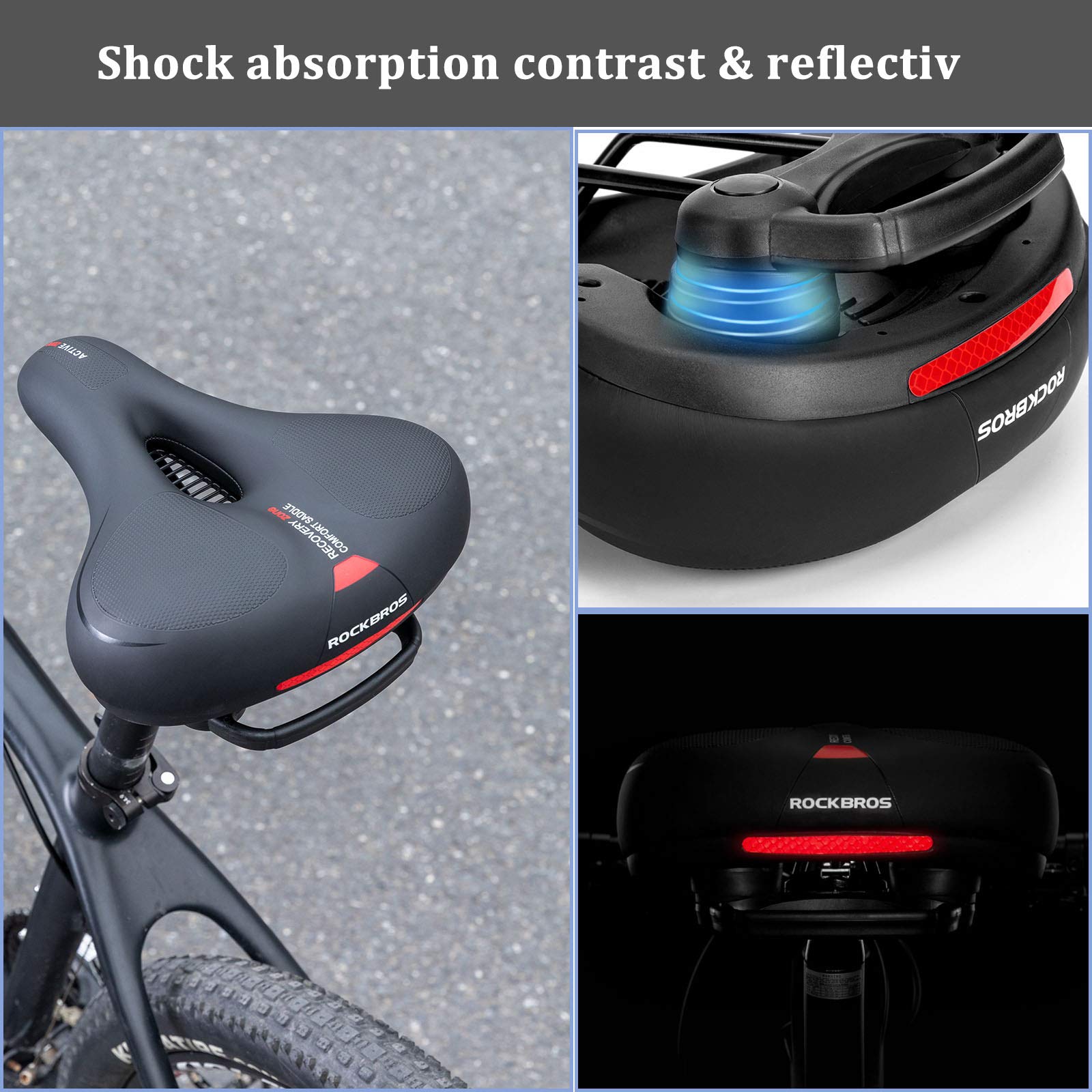 ROCKBROS-Bike-Seat-Comfort-Reflective-Bike-Saddle-Soft-Wide