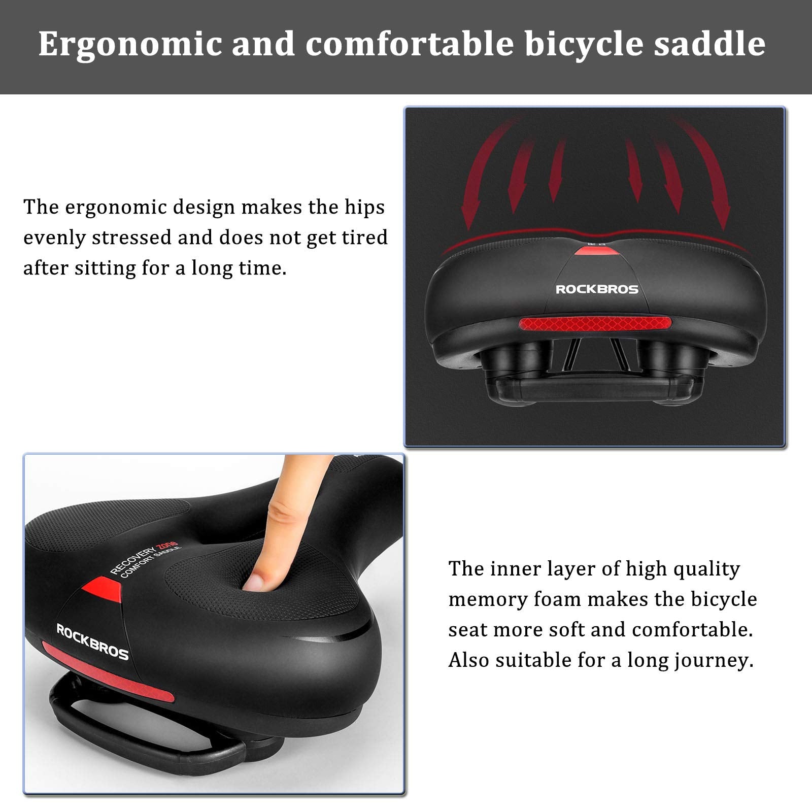 ROCKBROS-Bike-Seat-Comfort-Reflective-Bike-Saddle-Soft-Wide