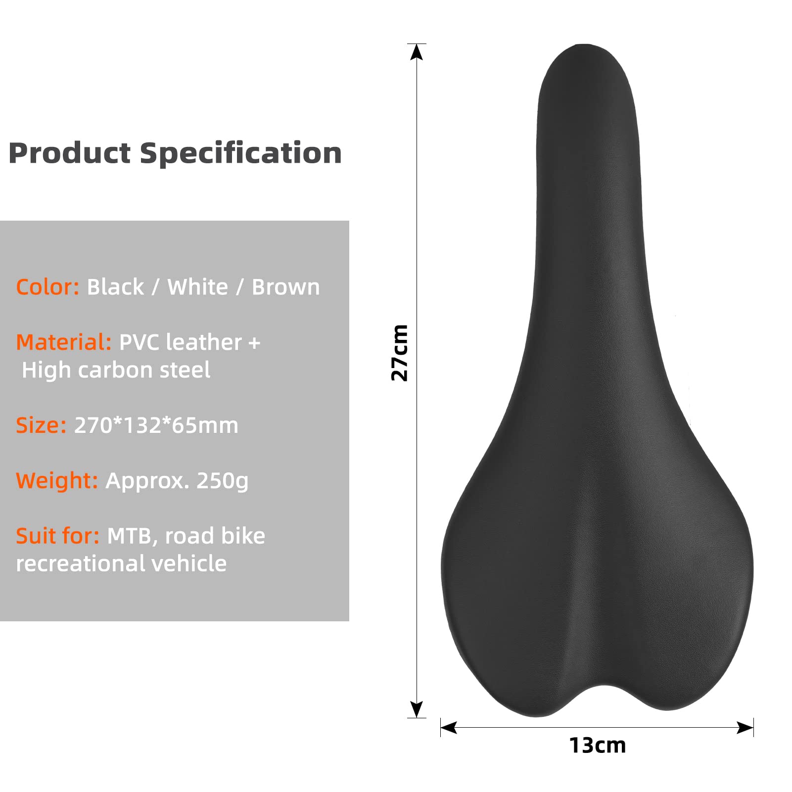 ROCKBROS Bike Seat Cushion Comfortable Soft Waterproof Bicycle Saddle #Color_Black