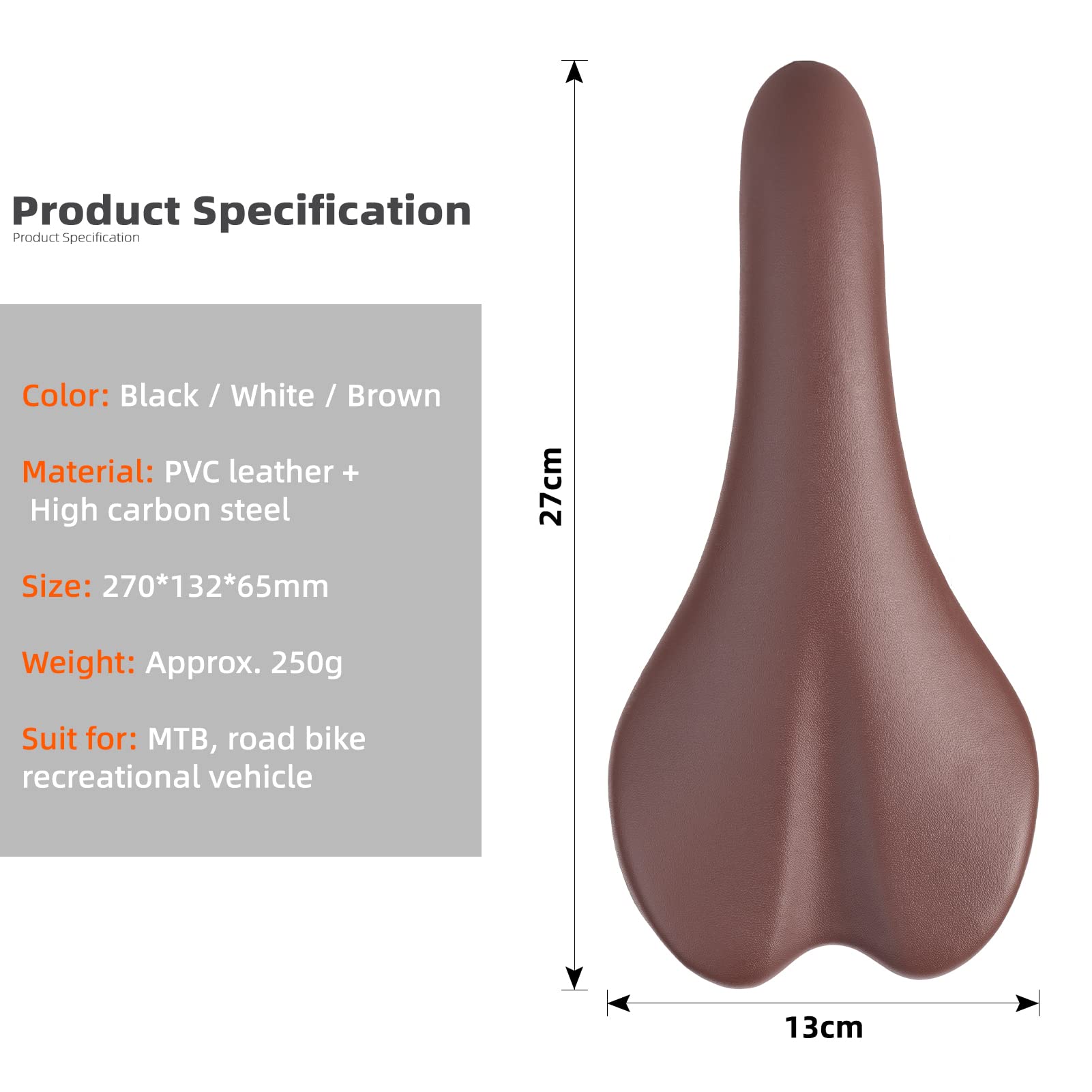 ROCKBROS Bike Seat Cushion Comfortable Soft Waterproof Bicycle Saddle #Color_Brown