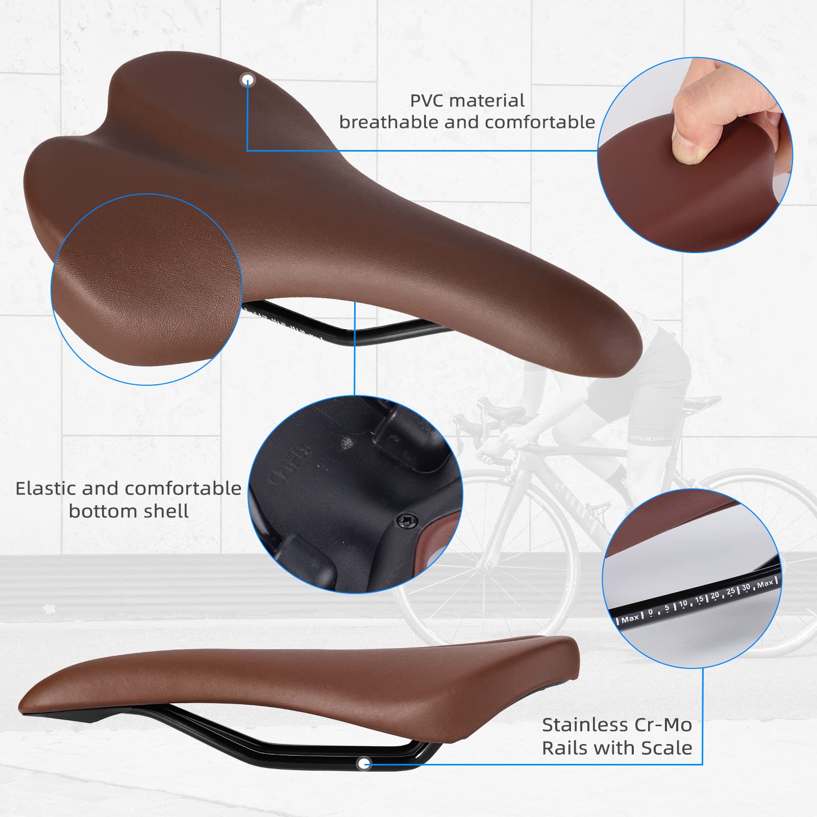 ROCKBROS Bike Seat Cushion Comfortable Soft Waterproof Bicycle Saddle