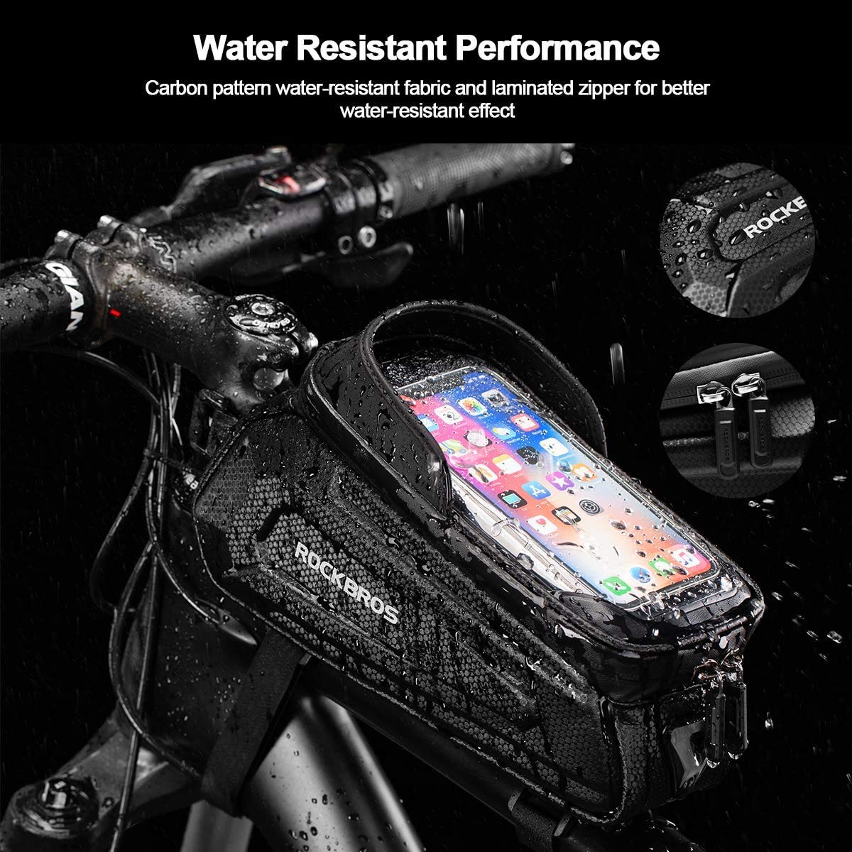 ROCKBROS Bike Top Tube Bag with Mobile Phone Holder Waterproof