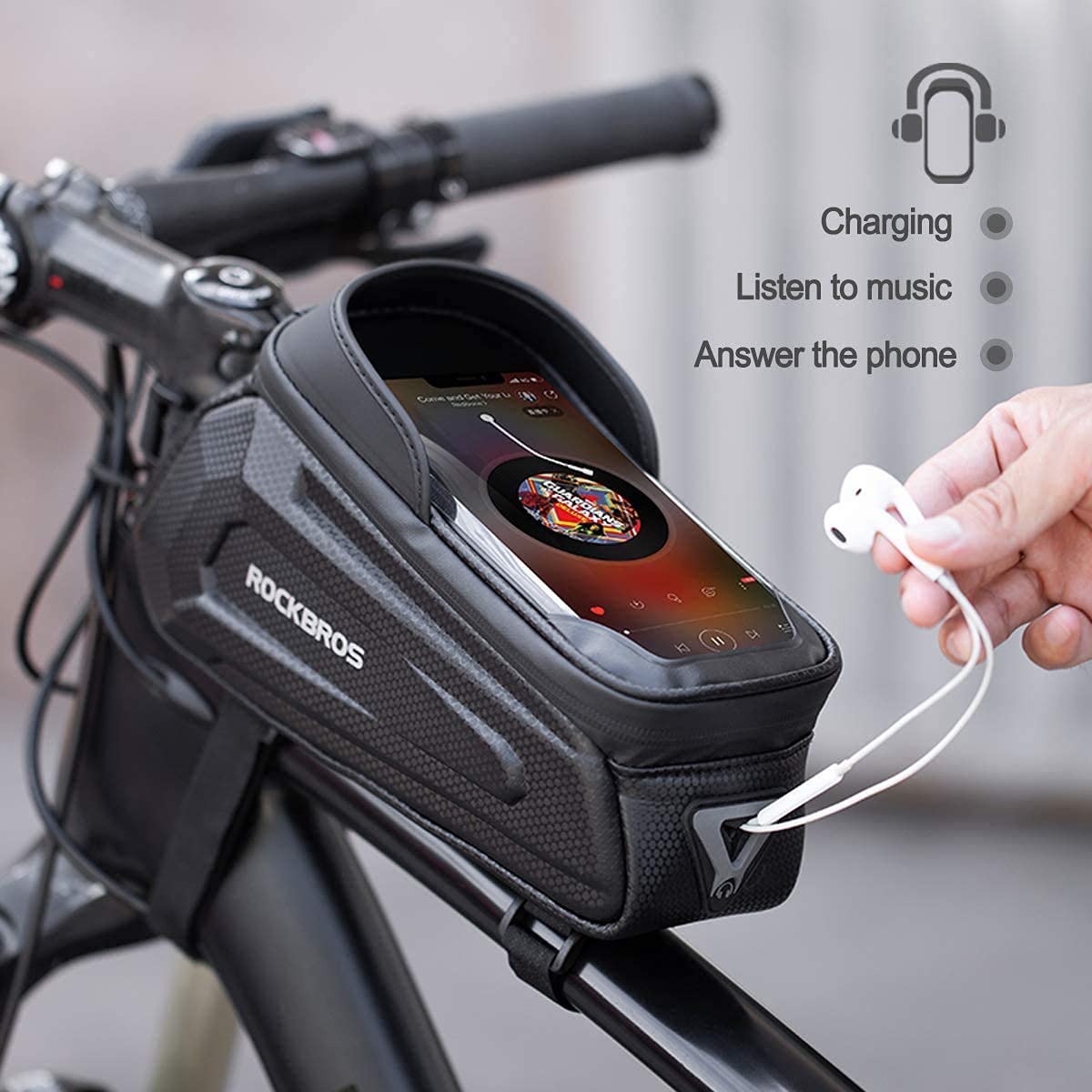 ROCKBROS Bike Top Tube Bag with Mobile Phone Holder Waterproof