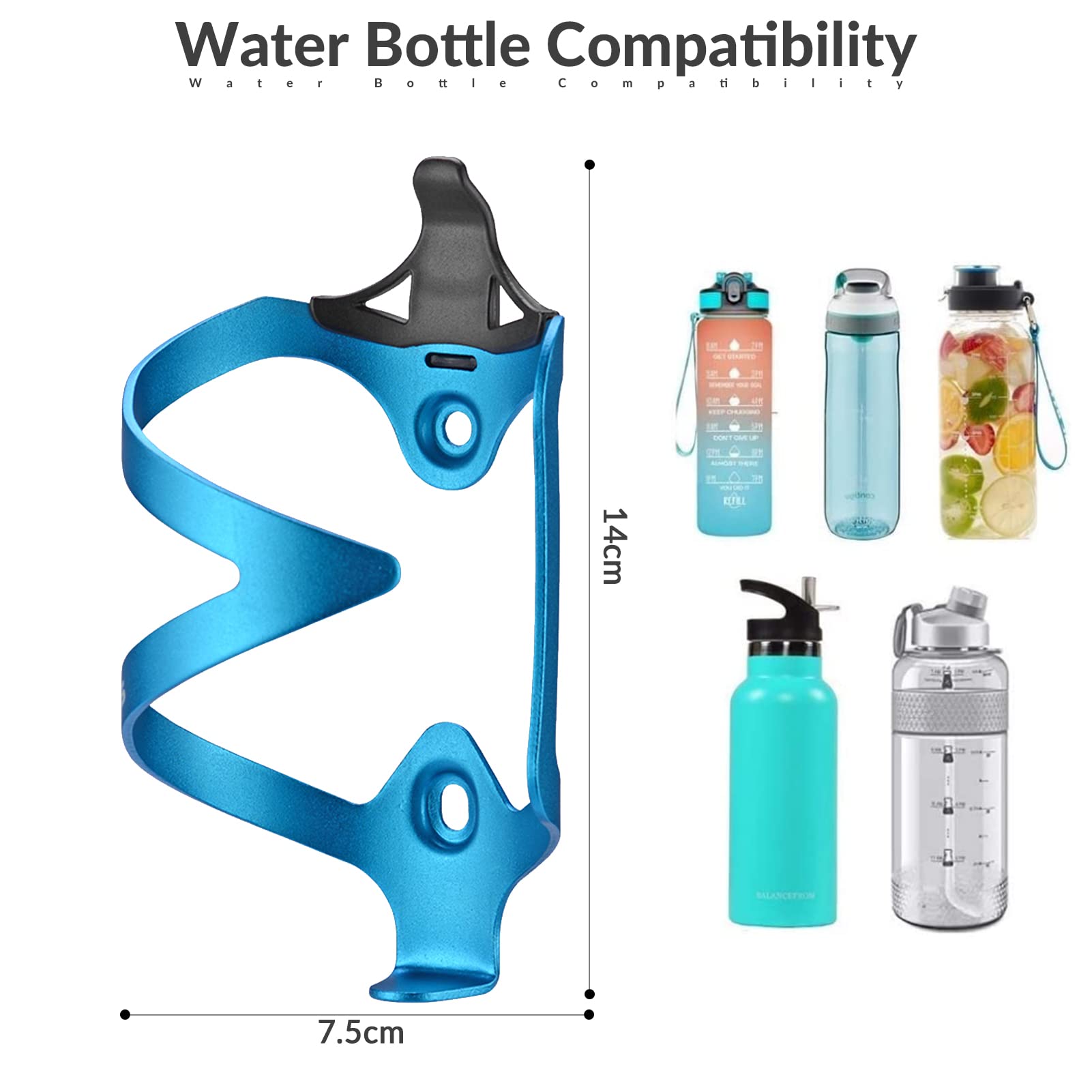 ROCKBROS Bike Water Bottle Cage Aluminum Alloy Bicycle Bottle Holder #Color_Black*2