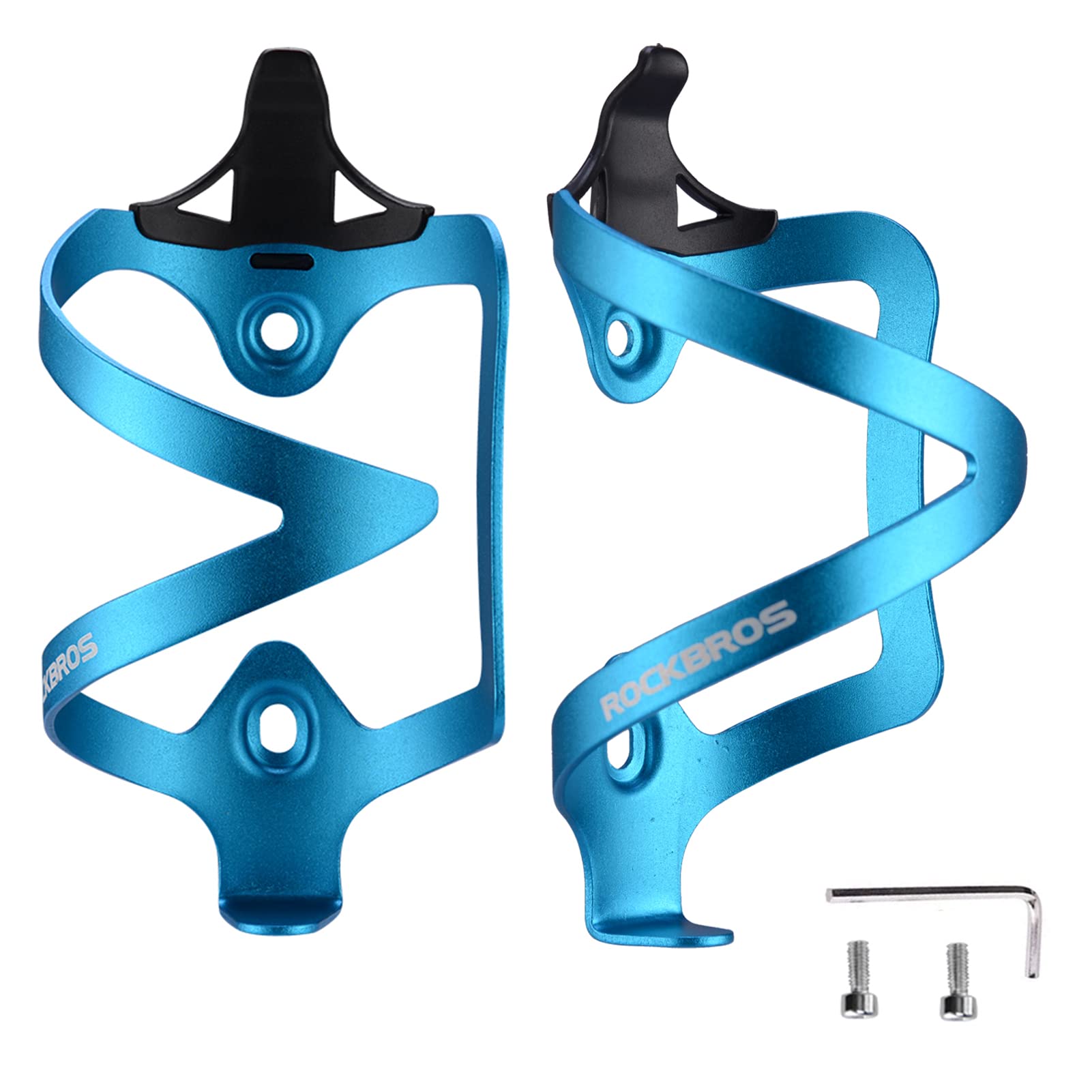 ROCKBROS Bike Water Bottle Cage Aluminum Alloy Bicycle Bottle Holder #Color_Blue*2