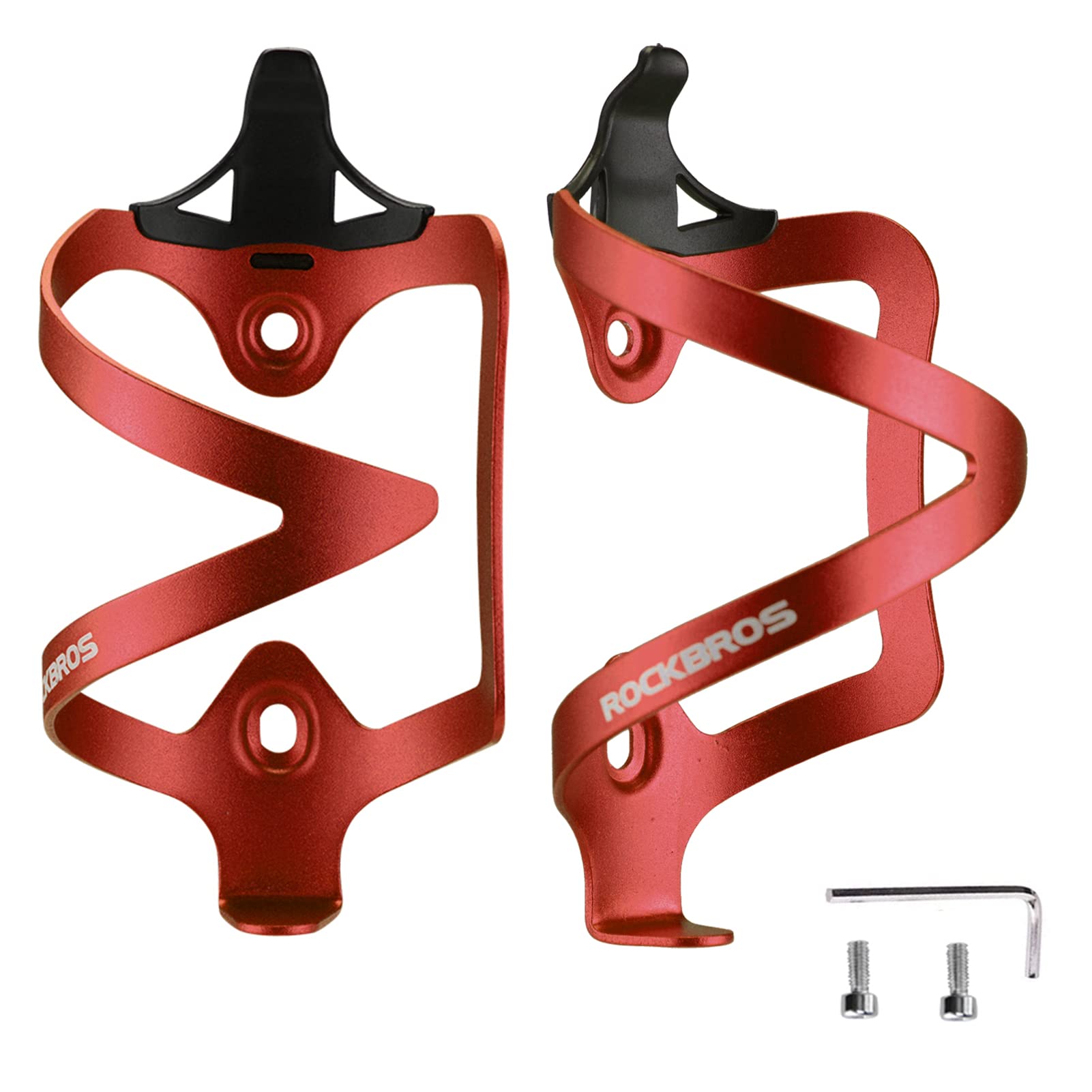 ROCKBROS Bike Water Bottle Cage Aluminum Alloy Bicycle Bottle Holder #Color_Red*2