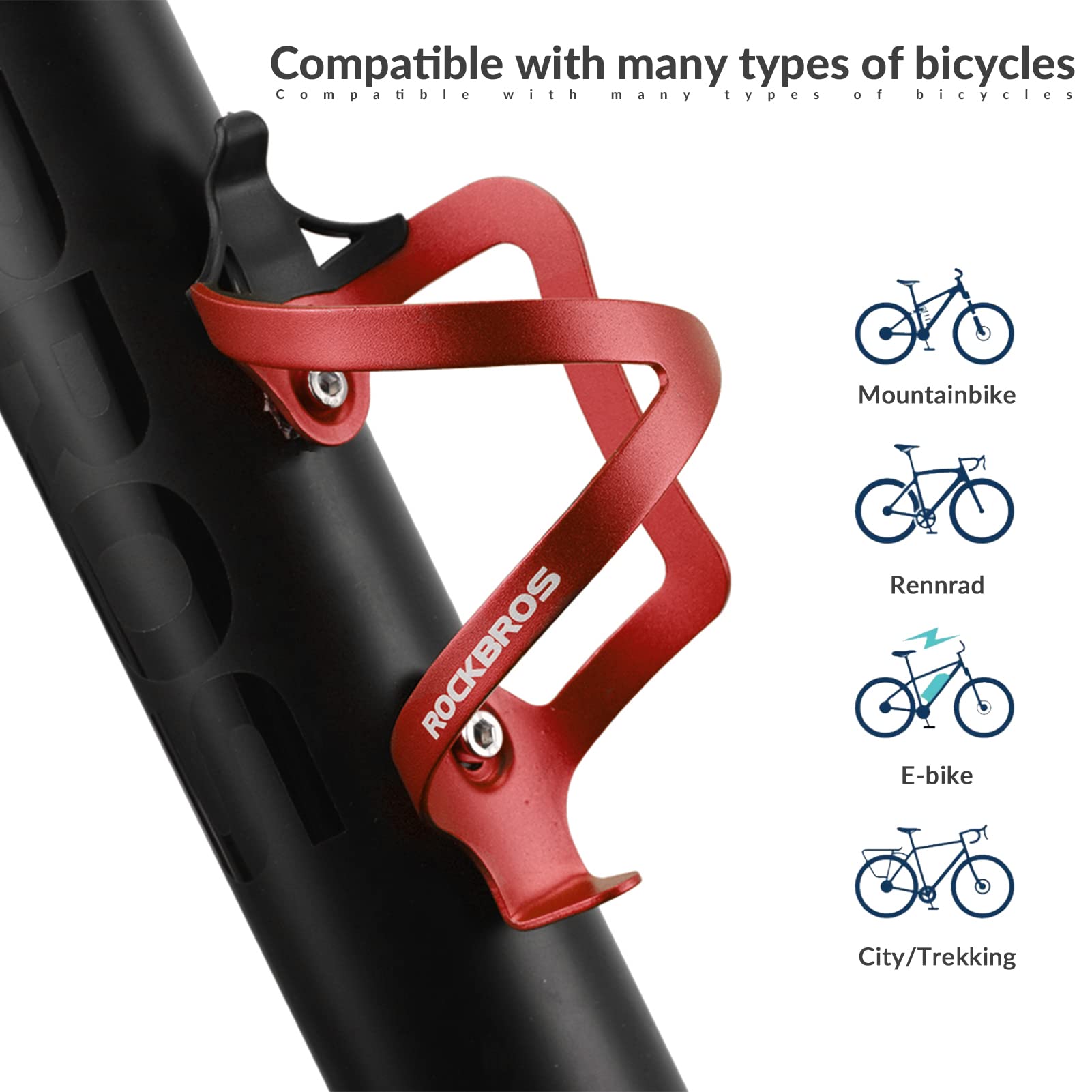 ROCKBROS Bike Water Bottle Cage Aluminum Alloy Bicycle Bottle Holder #Color_Red*2