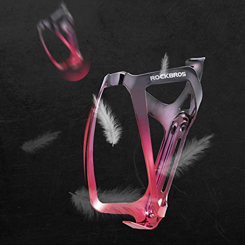 ROCKBROS Bike Water Bottle Cage Lightweight Aluminum Alloy Bottle Holder #Color_Black Red