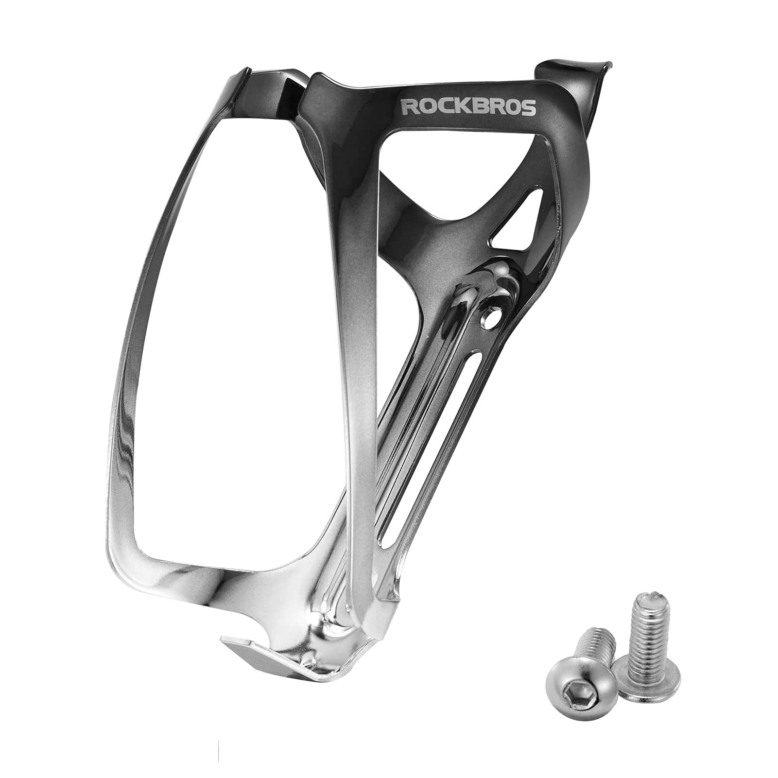 ROCKBROS Bike Water Bottle Cage Lightweight Aluminum Alloy Bottle Holder #Color_Black Silver