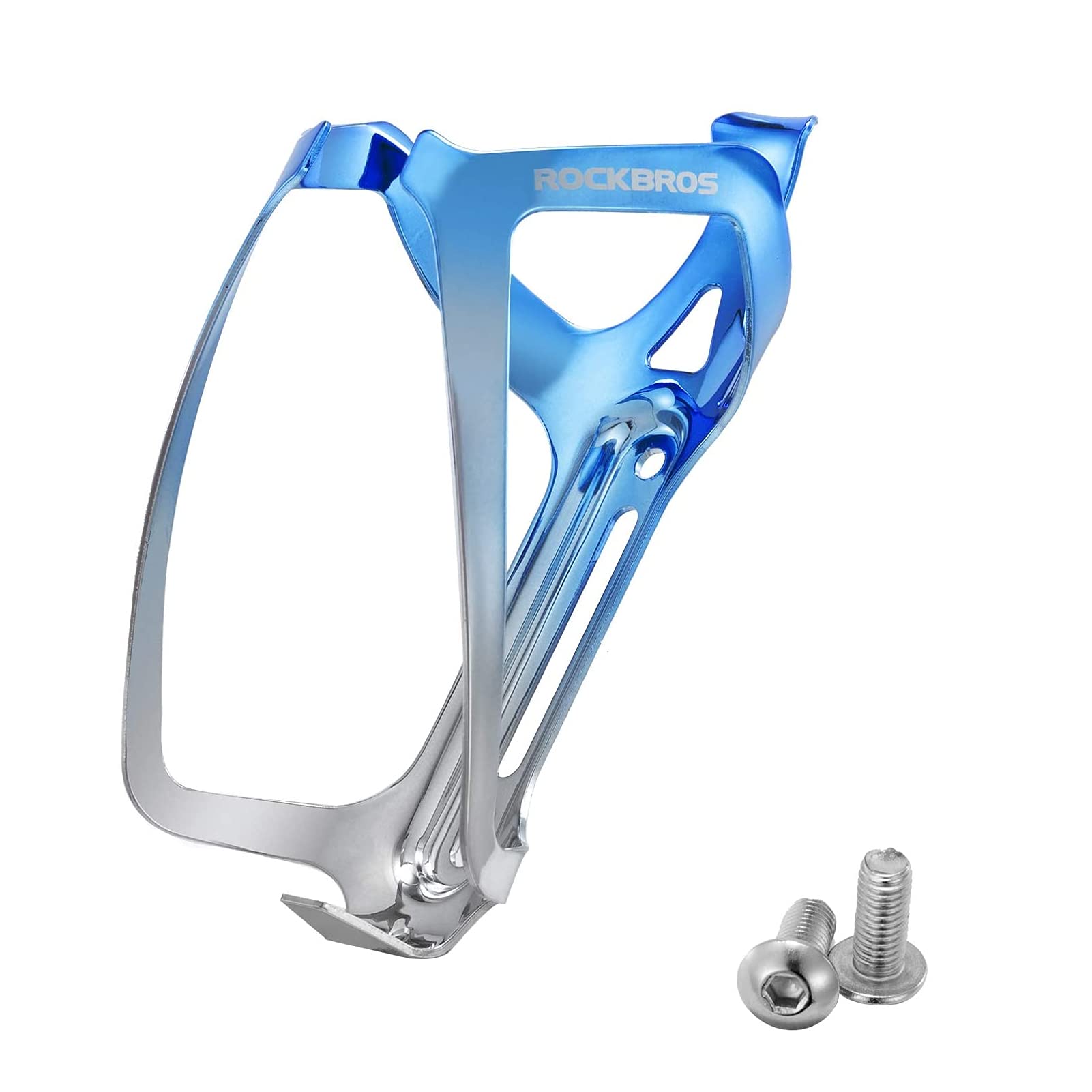 ROCKBROS Bike Water Bottle Cage Lightweight Aluminum Alloy Bottle Holder #Color_Blue Grey