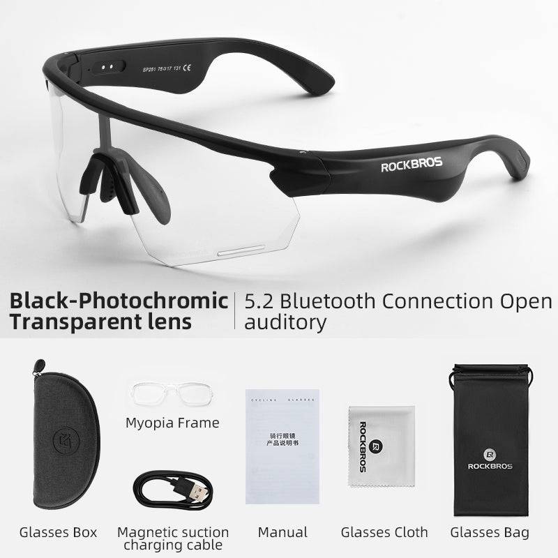 ROCKBROS Bluetooth Sunglasses TAC polarized lenses with Music Speaker #Color_Photochromic