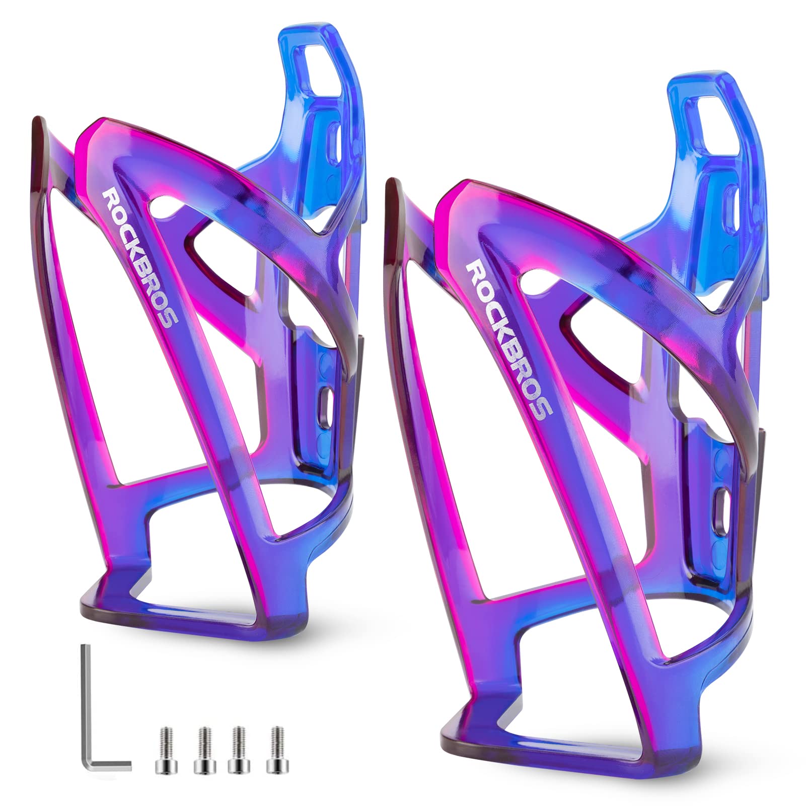 ROCKBROS Bottle Cage Bicycle Cup Holder 35g Lightweight 5 Colors(2 pcs included) #Color_Blue Purple