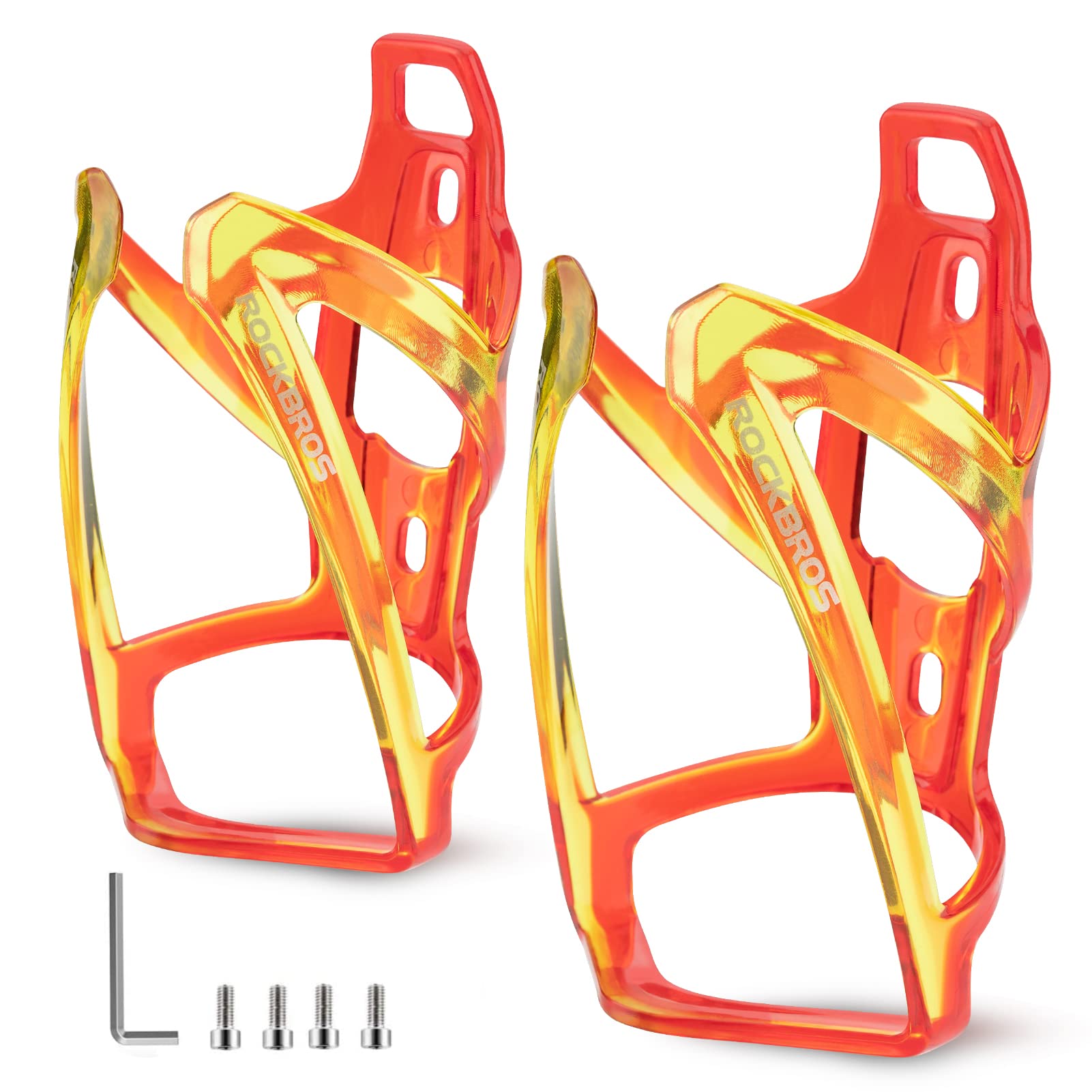 ROCKBROS Bottle Cage Bicycle Cup Holder 35g Lightweight 5 Colors(2 pcs included) #Color_Red Yellow