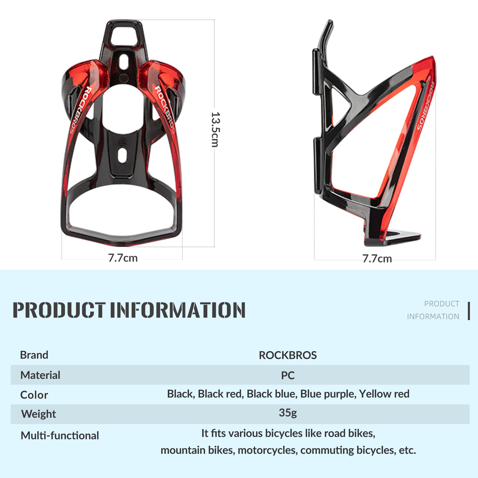 ROCKBROS Bottle Cage Bicycle Cup Holder 35g Lightweight 5 Colors(2 pcs included)